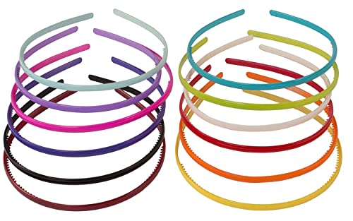 Plastic Hair Band with Teeth - DIY Hair Accessories for Girls & Women (12 Pack, Black & White) - Perfect for Braiding, Styling & Hair Extensions