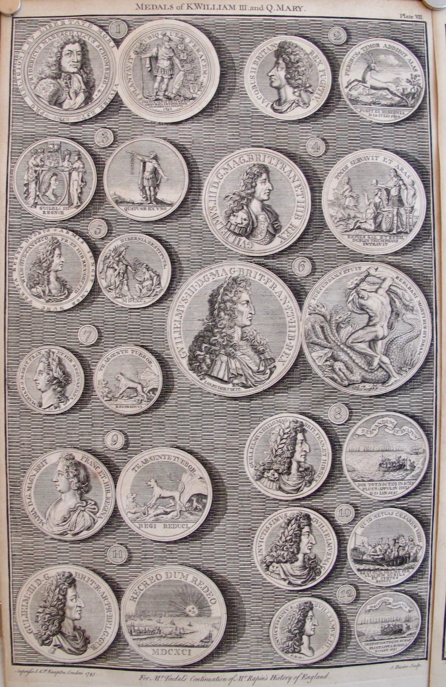 1745 Sheet of British Regal Medals - King William III & Queen Mary Collectible Coin Set (2-Piece) | Perfect for History Buffs, Coin Collectors & Royal Memorabilia Enthusiasts