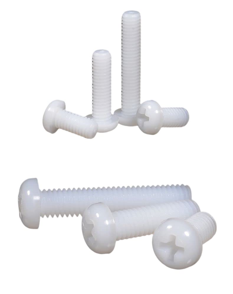100pcs White Nylon Phillips Round Head Plastic Screws M5x30mm - DIY, Drones, Telescopes, Electronics & Mechanical Fasteners | Perfect for Home Repairs, RC Models & Tech Projects