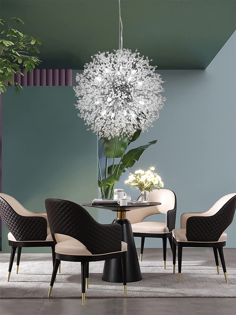Modern Crystal Chandelier - 16-Light Sputnik Fixture for Living & Dining Rooms