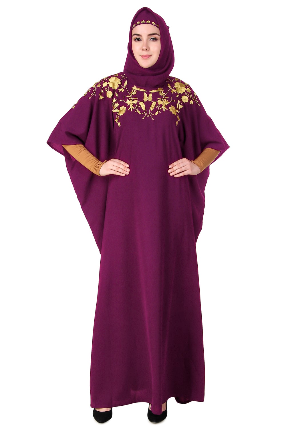Exquisite Hand-Embroidered Floral Kaftan Dress for Women | Boho Chic Beach Cover Up | Perfect for Summer Vacations, Pool Parties & Resort Wear