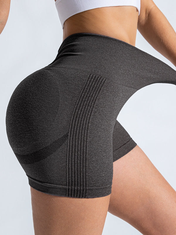 ZASUWA Women's Seamless Deep V Back Scrunch Butt Lifting Shorts - High Waisted Workout Yoga Gym Running Athletic Shorts for Women
