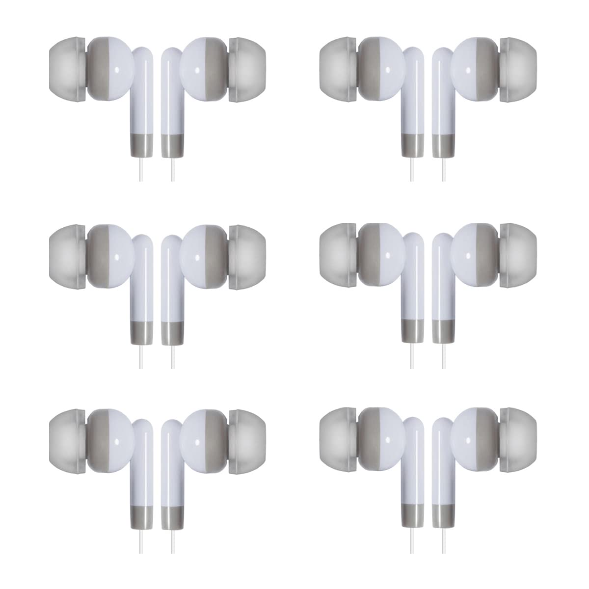 50 Pack Bulk White Earbuds - Wholesale Classroom Headphones for Students, Kids & Adults | Perfect for School, Online Learning & Travel Use