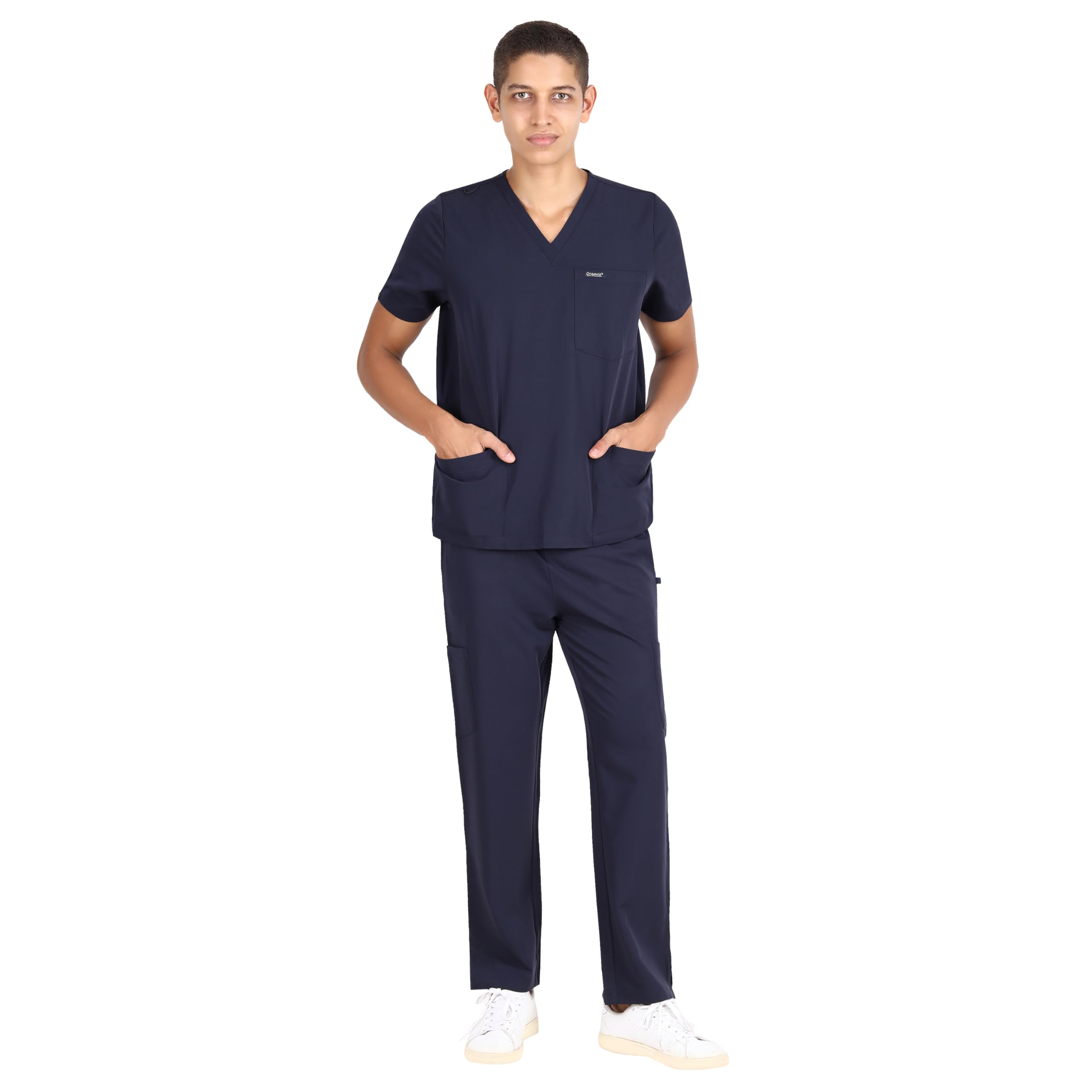 Organix Medical Scrubs for Men & Women - 4-Way Stretch V-Neck Top & Cargo Pants Set (17 Pockets Total) | Anti-Wrinkle Healthcare Uniform for Nurses, Doctors & Medical Professionals | Perfect for Hospitals, Clinics & Long Shifts