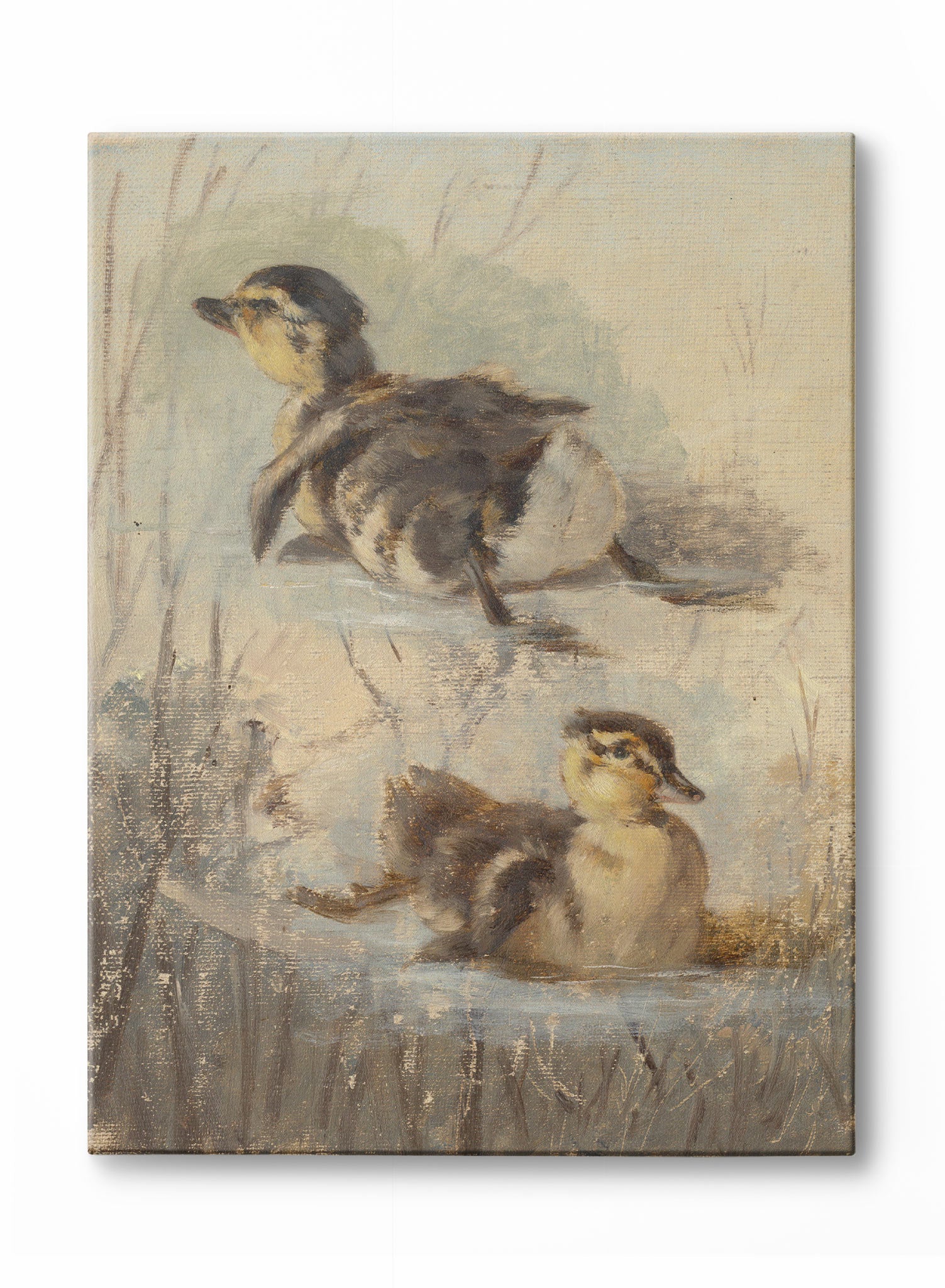 Little Ducklings Canvas Wall Art - Hand Painted Duckling Painting for Nursery, Kids Room & Home Decor - Perfect for Baby Showers & Birthday Gifts