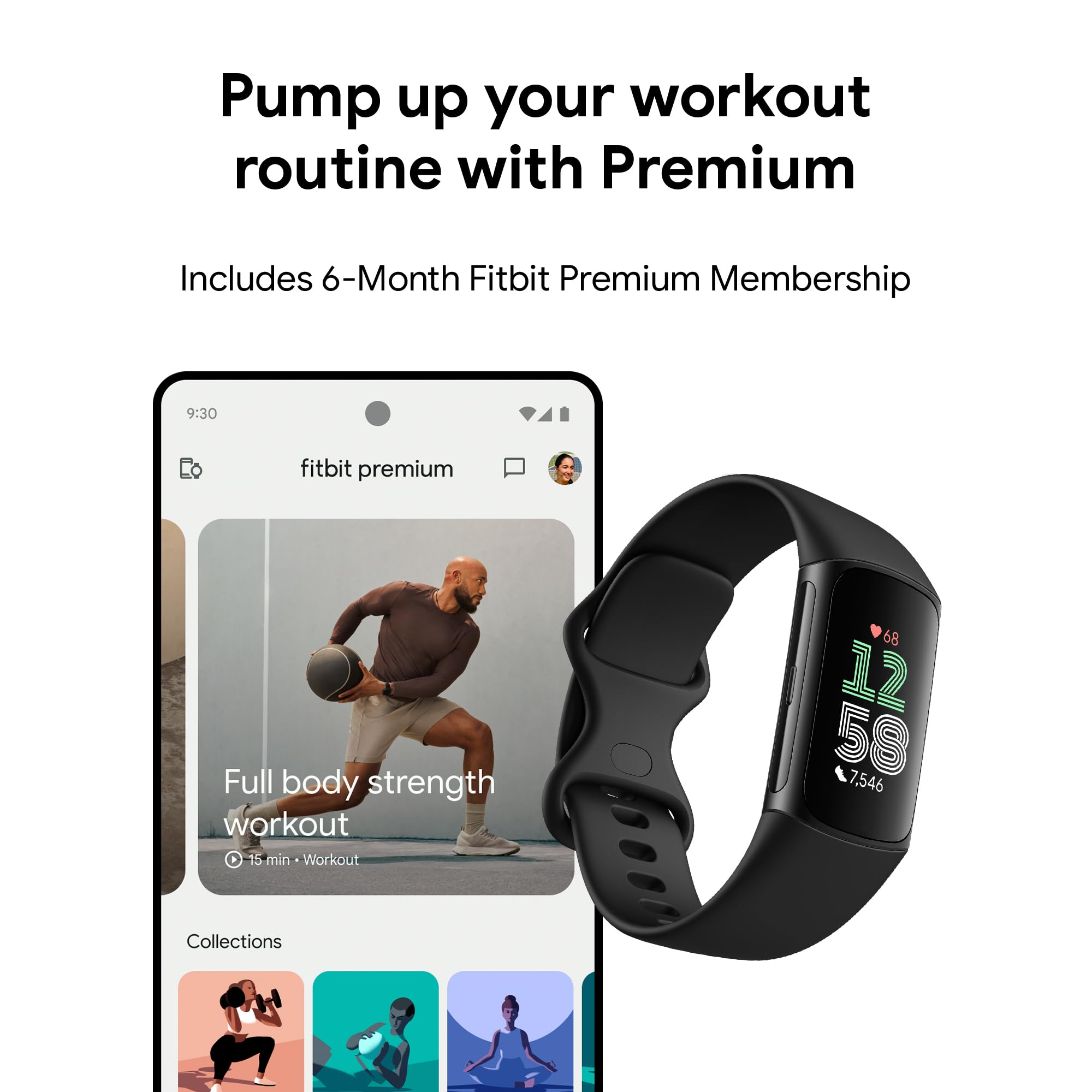 Fitbit Charge 6 Fitness & Activity Tracker with Heart Rate Monitor, Built-in GPS, Sleep Tracking - Obsidian Black (Renewed) | Perfect for Running, Swimming & Daily Health Monitoring