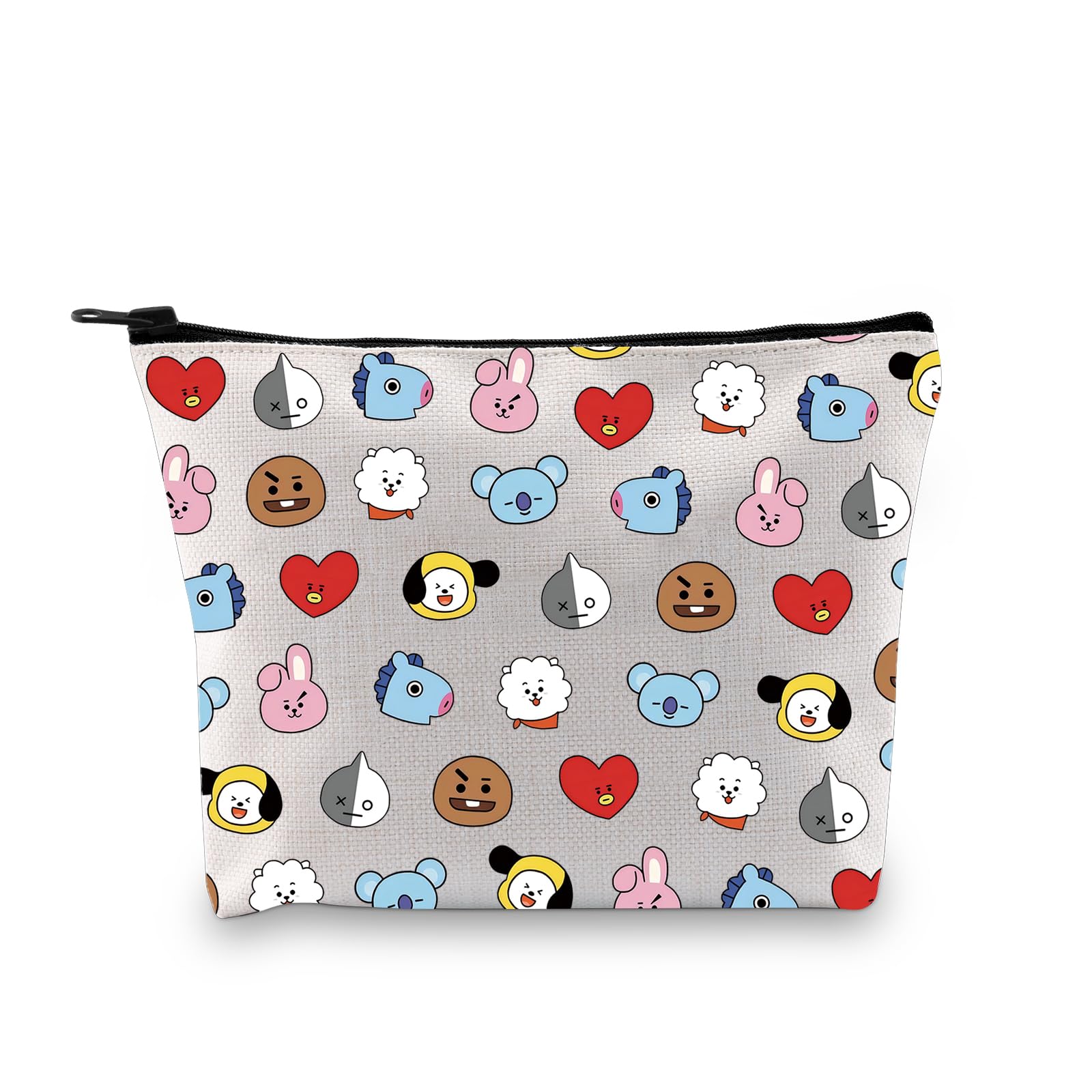 BT-21 K-Pop Makeup Bag - BTS Inspired Cosmetic Pouch for ARMY Fans | Korean Group Merch | Waterproof Zipper Travel Organizer for Cosmetics & Accessories | Perfect Gift for K-Pop Album Collectors & Concert Goers