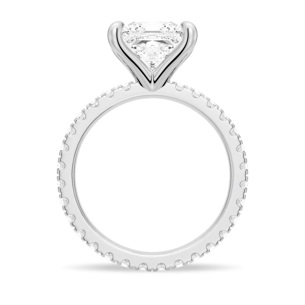 Princess Cut Moissanite Engagement Ring with Eternity Pave Band - Sparkling Wedding Jewelry for Brides, Anniversary Gifts & Romantic Proposals