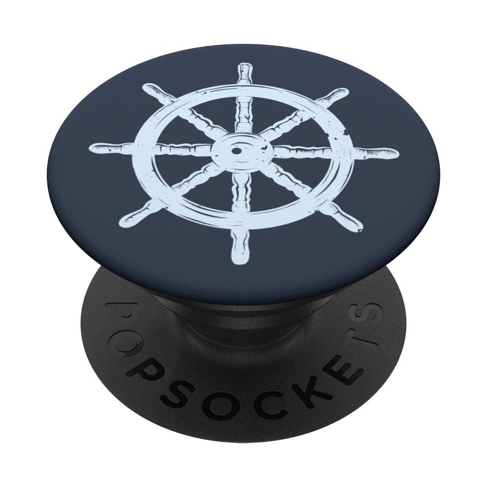 Nautical Ship's Wheel Captain Design - Swappable PopGrip & PopSocket for Ocean, Lake & River Boating | Perfect for Sailors, Boaters & Nautical Decor Lovers