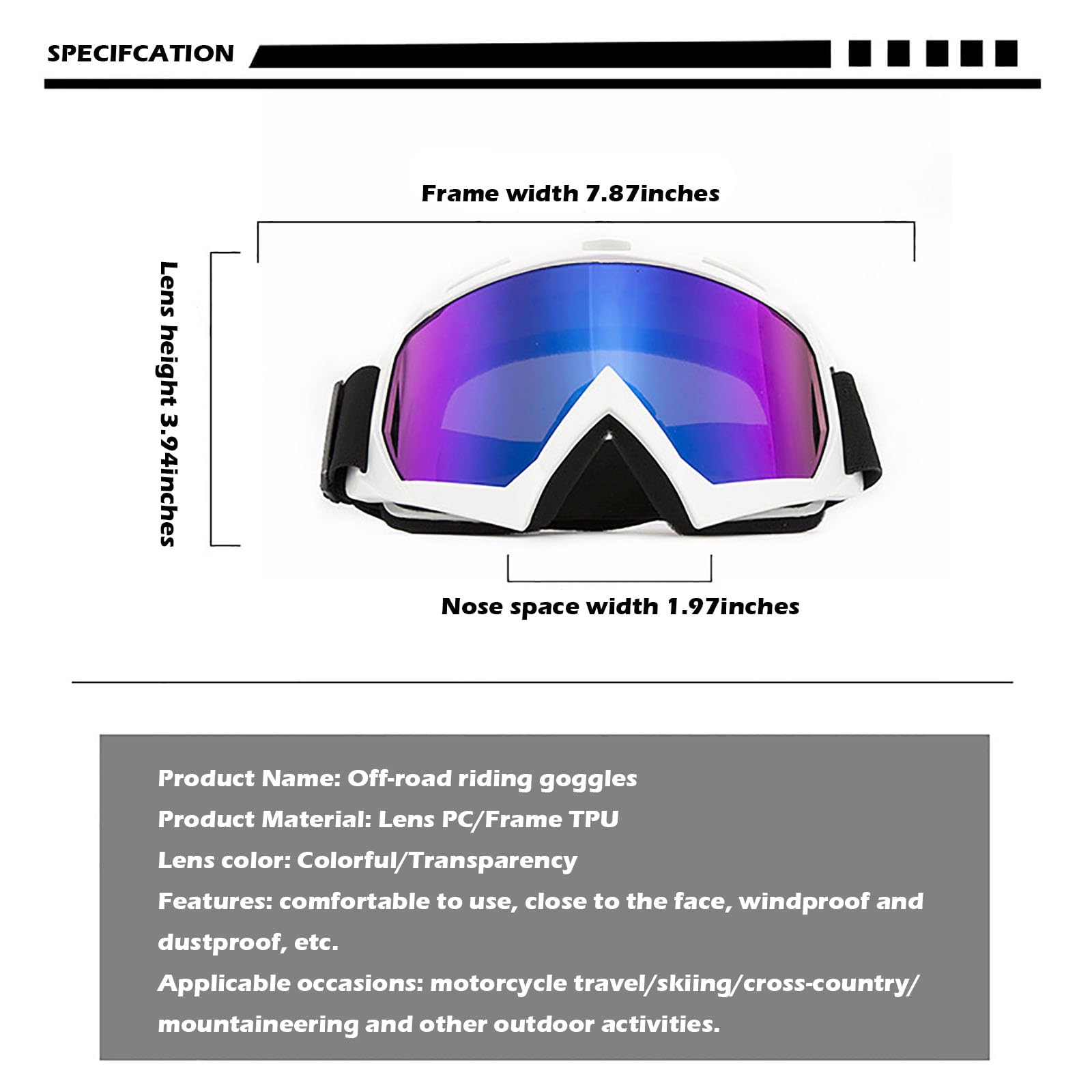Best Dirt Bike Goggles with Balaclava Face Cover - Motocross & Offroad Riding Glasses for Men & Women - UV Protection Anti-Fog Lens for ATV, MX, Enduro & Adventure Motorcycle Riding