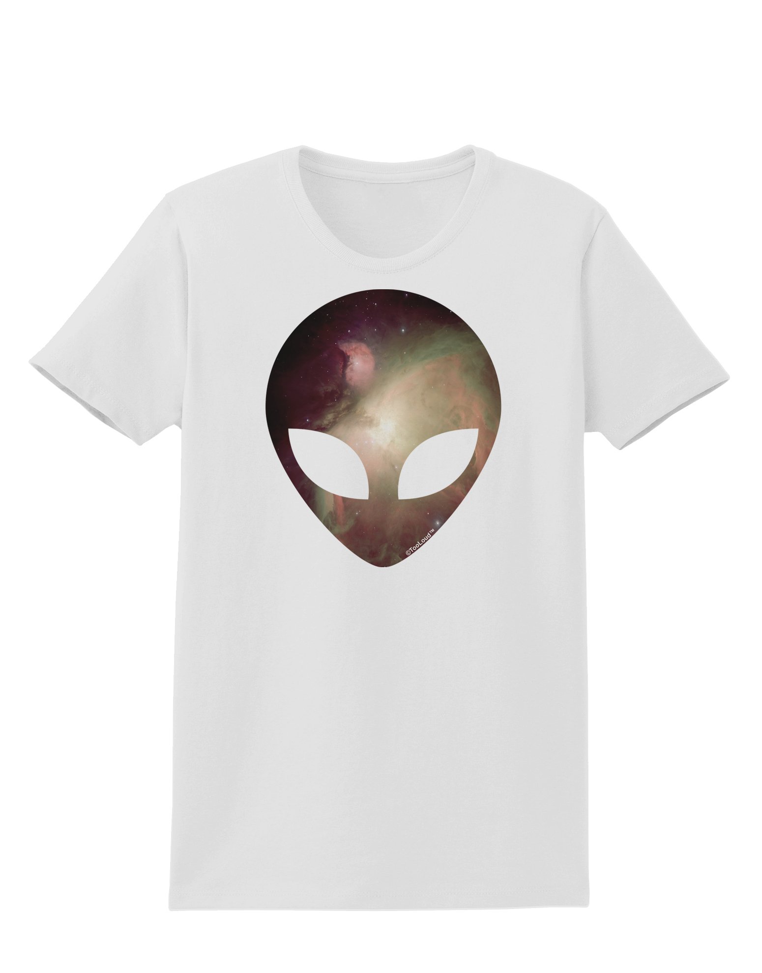 TooLoud Extraterrestrial Face Space #2 Women's Graphic T-Shirt - Unique Alien Design for Sci-Fi Fans & Space Enthusiasts | Perfect for Casual Wear, Cosplay & Gift Giving