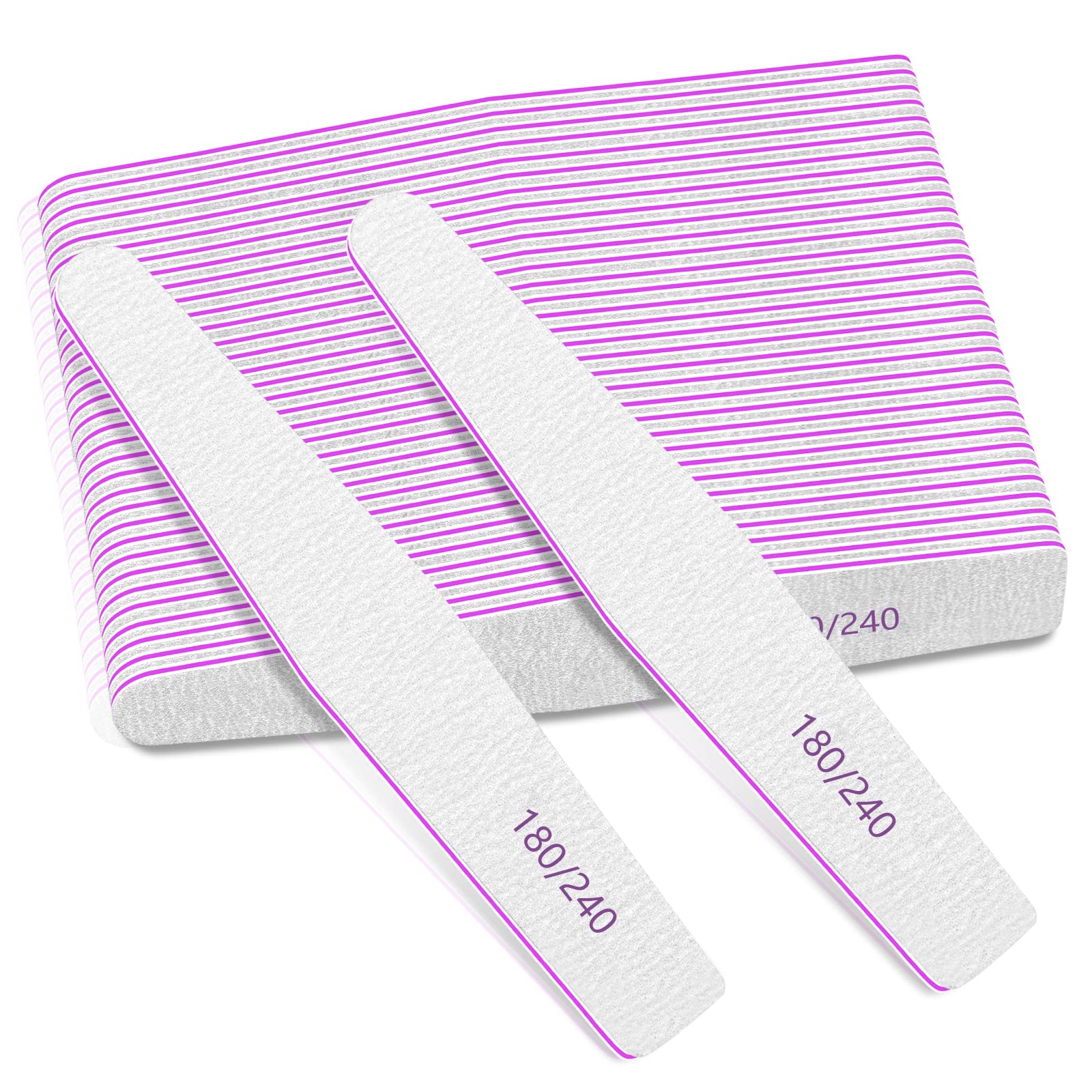 50 Pcs Nail File Set - 180/240 Grit Emery Boards for Natural Nail Shaping & Manicure - Professional Nail Care Tools for Home, Salon & Travel Use