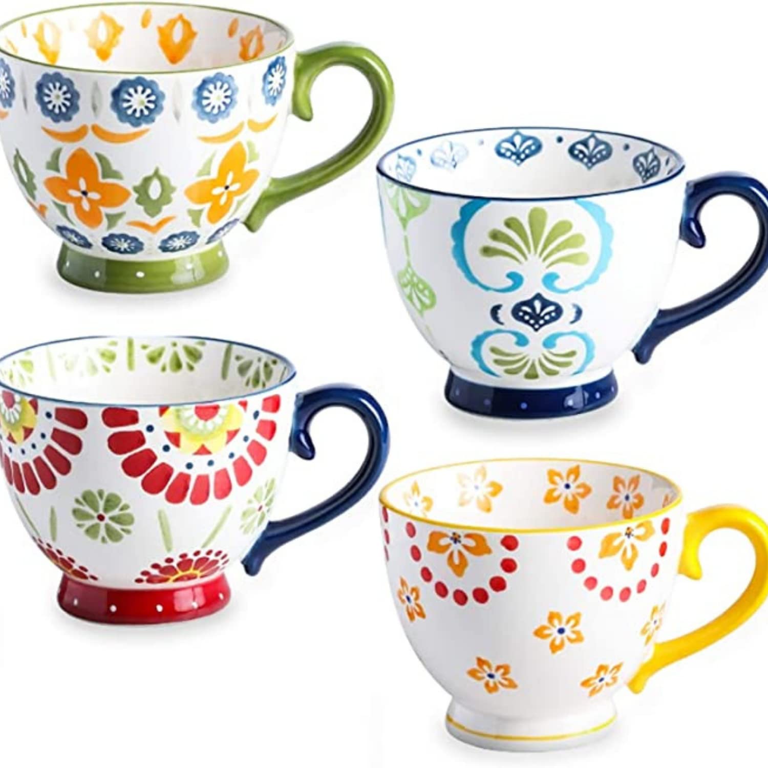 15oz Large Ceramic Coffee Mugs Set of 4 - Insulated Restaurant Style Cups for Coffee, Tea, Latte, Hot Chocolate - Perfect for Home, Office & Cafe Use