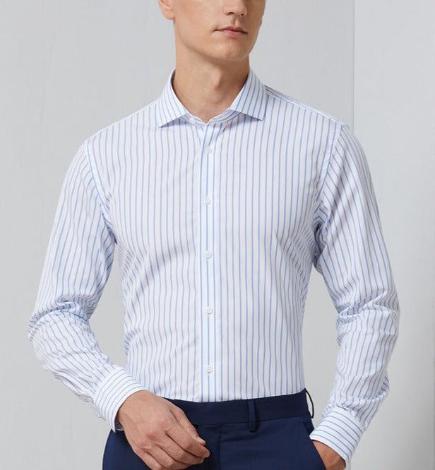 AntoniosClothing Professional Striped Long Sleeve Dress Shirt for Men - Perfect for Office Wear, Business Meetings & Formal Occasions