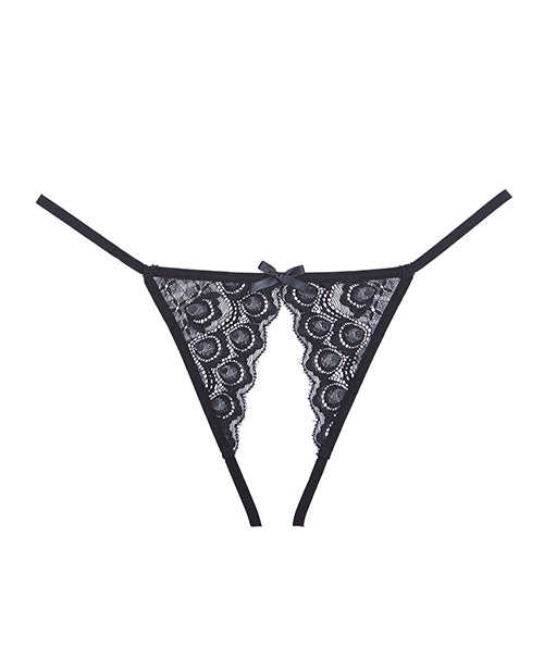 Adore Luv Strappy Open Front Panty Black One Size - Sexy Lingerie for Women, Perfect for Valentine's Day & Romantic Nights