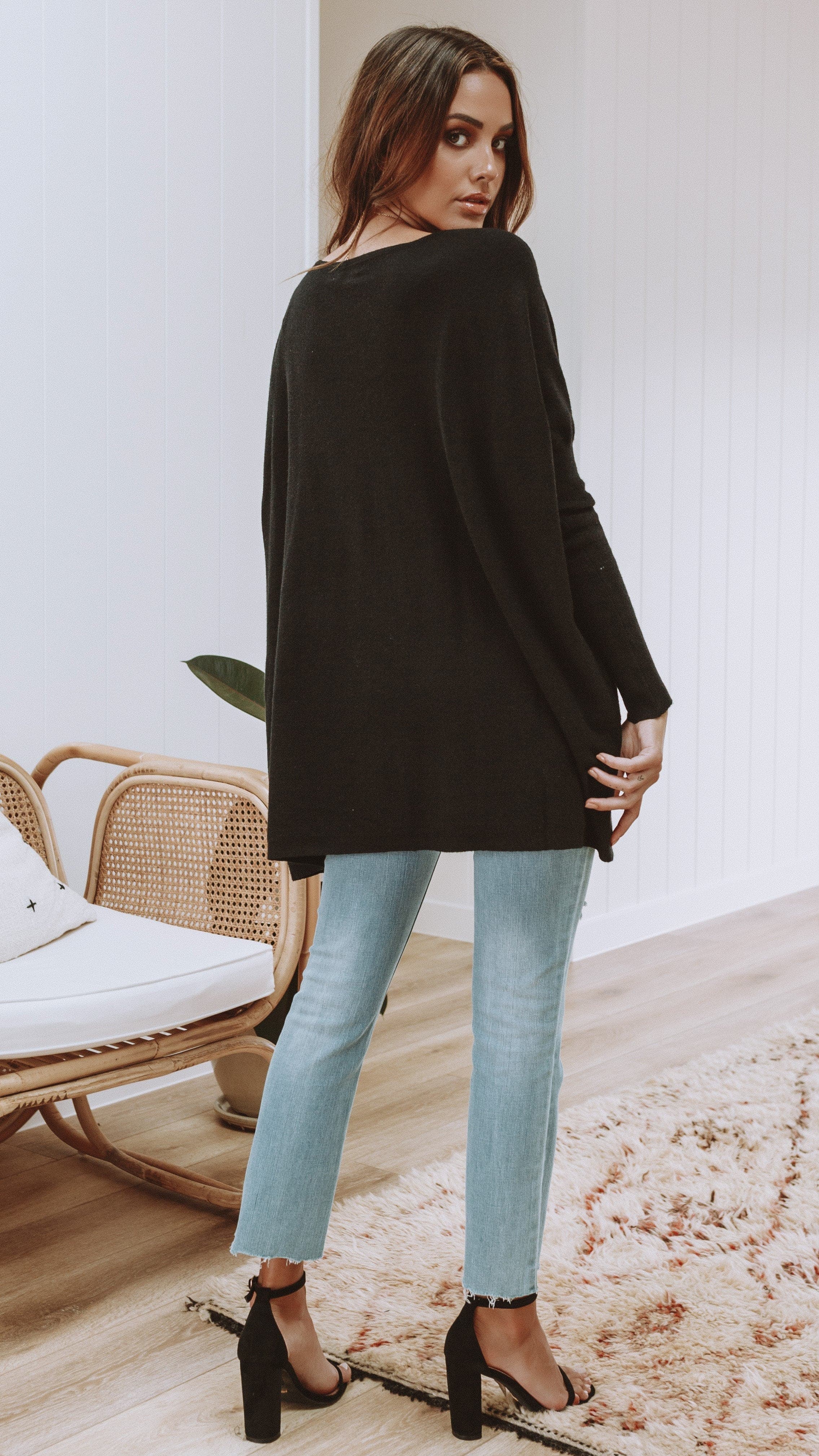 Amalia Knit Top for Women - Soft Stretch Casual T-Shirt, Black - Perfect for Everyday Wear, Office & Outings