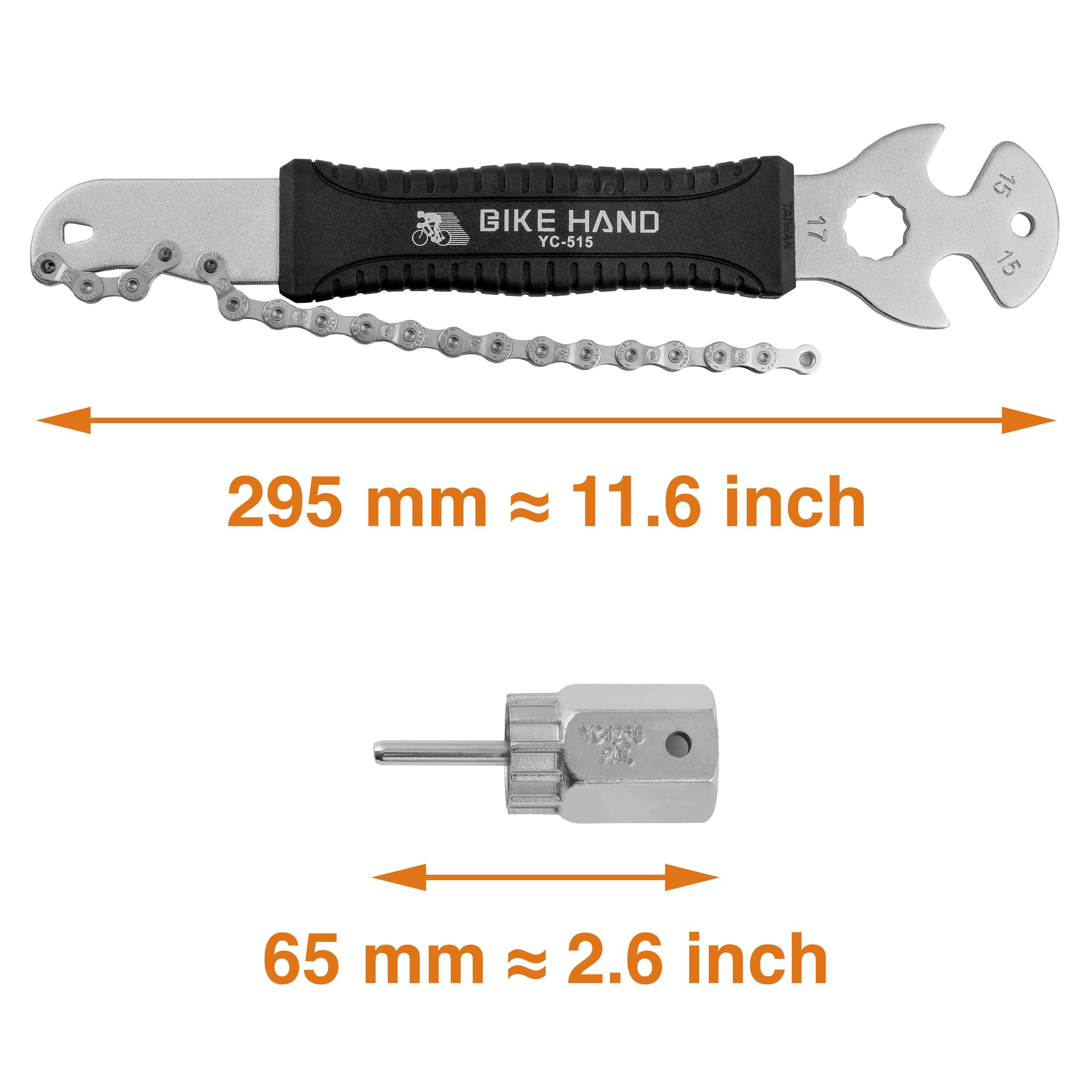 BikeHand 2-in-1 Bicycle Cassette Removal & Installation Tool Kit with 15mm Pedal Wrench - Chain Whip & Lockring Tool for Shimano/SRAM HG 7-12 Speed Bikes - Perfect for Bike Maintenance & Repair at Home or Shop