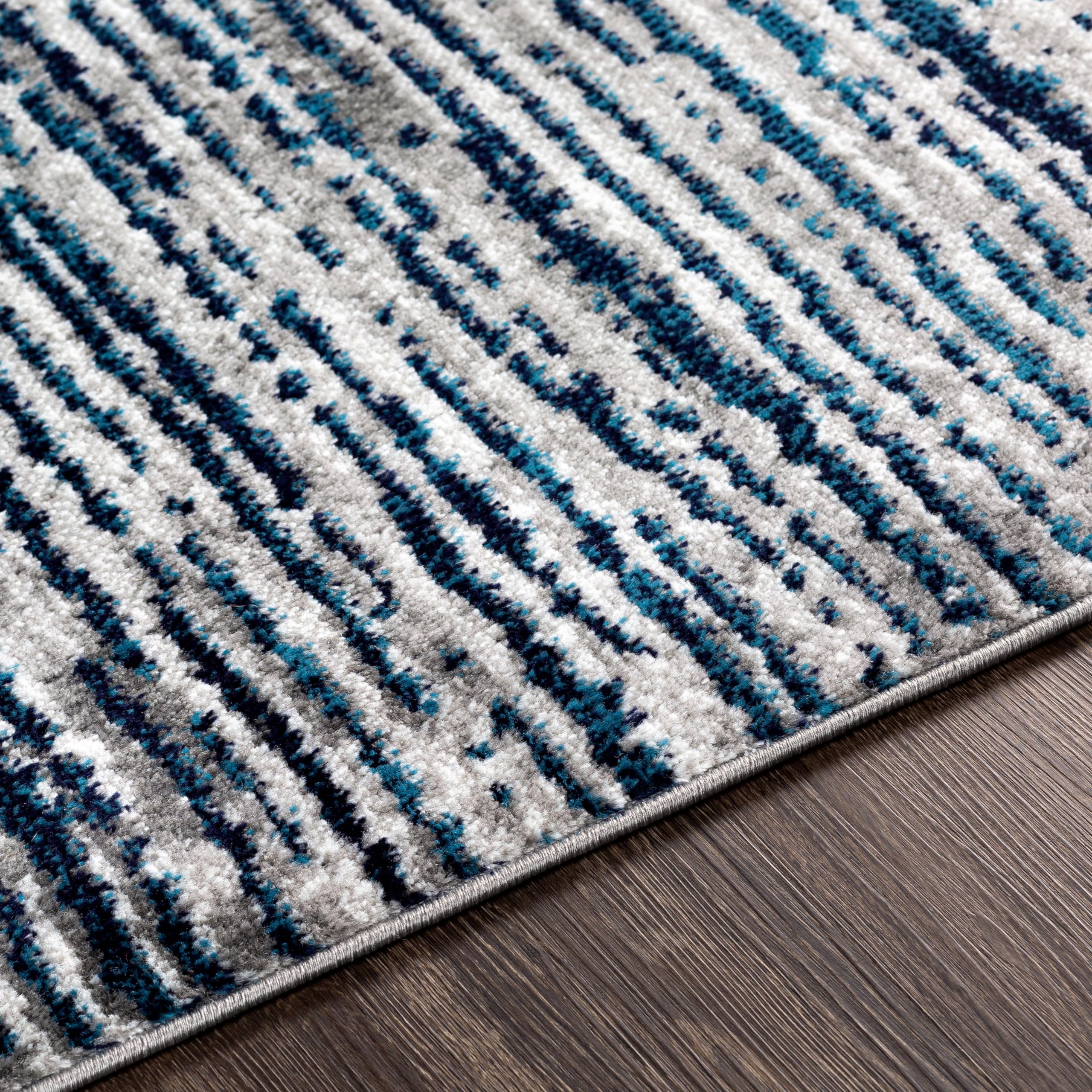 Mark&Day Delisle Modern Navy Blue & White 6x9 Area Rug - Soft Non-Slip Living Room Carpet, Bedroom Rug, Kitchen Floor Mat (6'7
