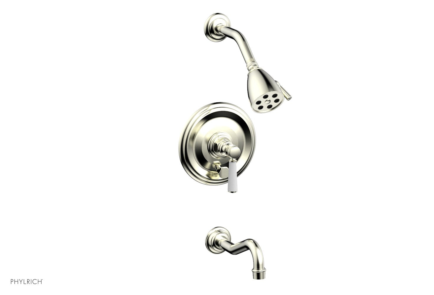 HENRI Pressure Balance Tub and Shower Faucet Set - Satin White Finish with Lever Handle (Model 161-27) for Bathroom & Shower Installation