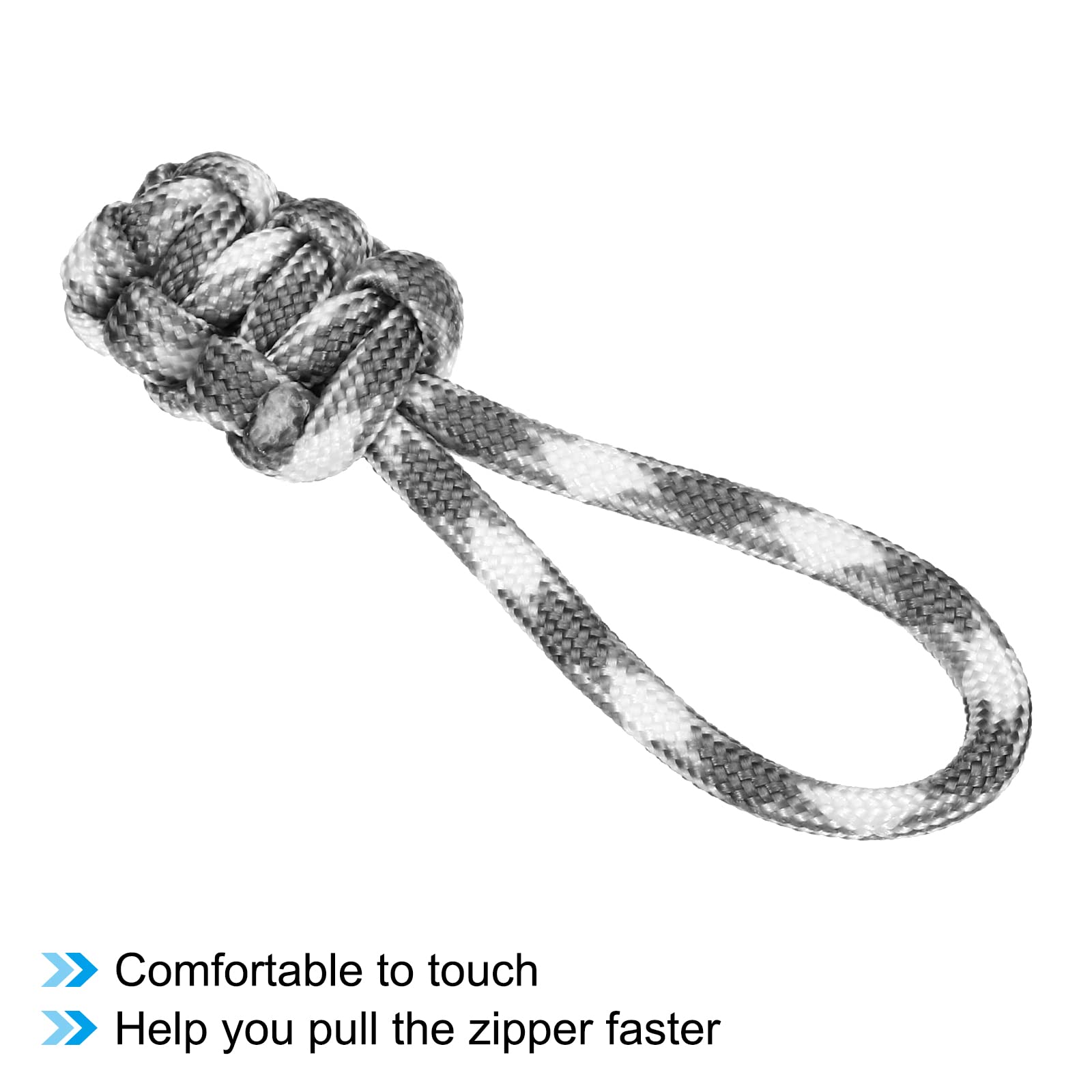 PATIKIL 6-Pack Zipper Pulls Replacement - Durable Extension Cord Handle & Pull Tab Extender for Luggage, Backpack, Jacket Repair (White & Grey) - Perfect for Travel Gear, Outdoor Equipment & Clothing Accessories