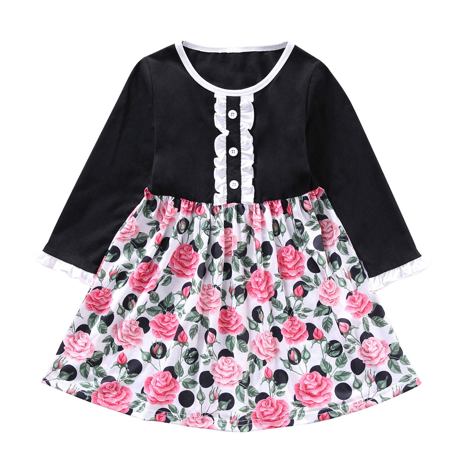CLOTHBEST Baby Girls' Winter Princess Dress - Floral Print Toddler Kids Clothing for Special Occasions & Holiday Photos