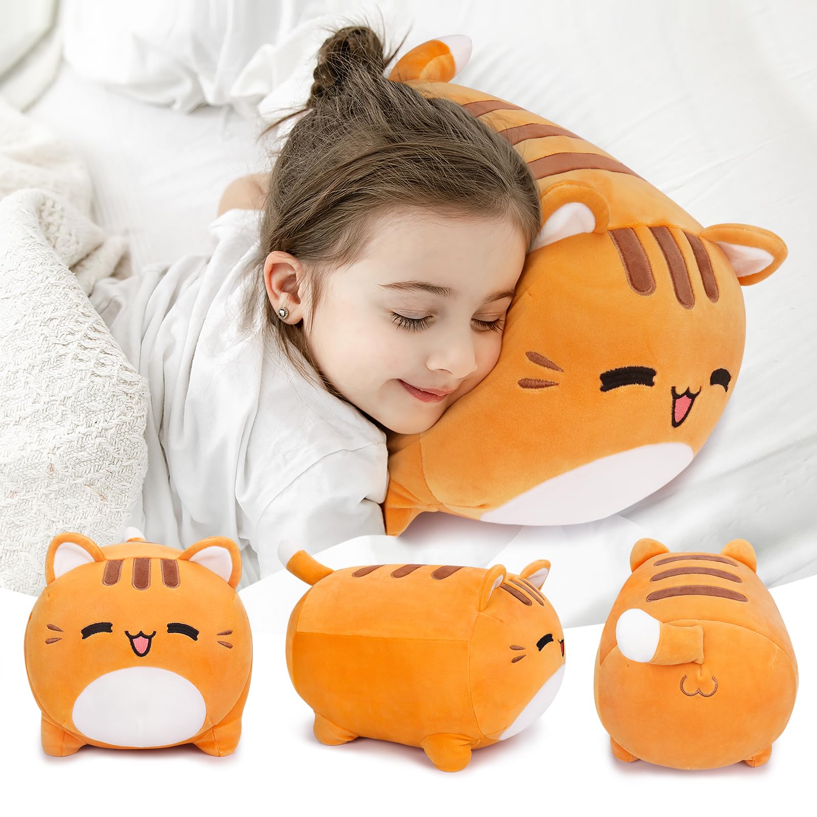 Soft Kawaii Cat Plush Toy - 15.7 Inch Cute Stuffed Animal Doll, Fluffy Kitten Pillow for Birthday, Christmas & New Year Gifts | Home Decor, Nursery, Kids Room & Cuddling Companion