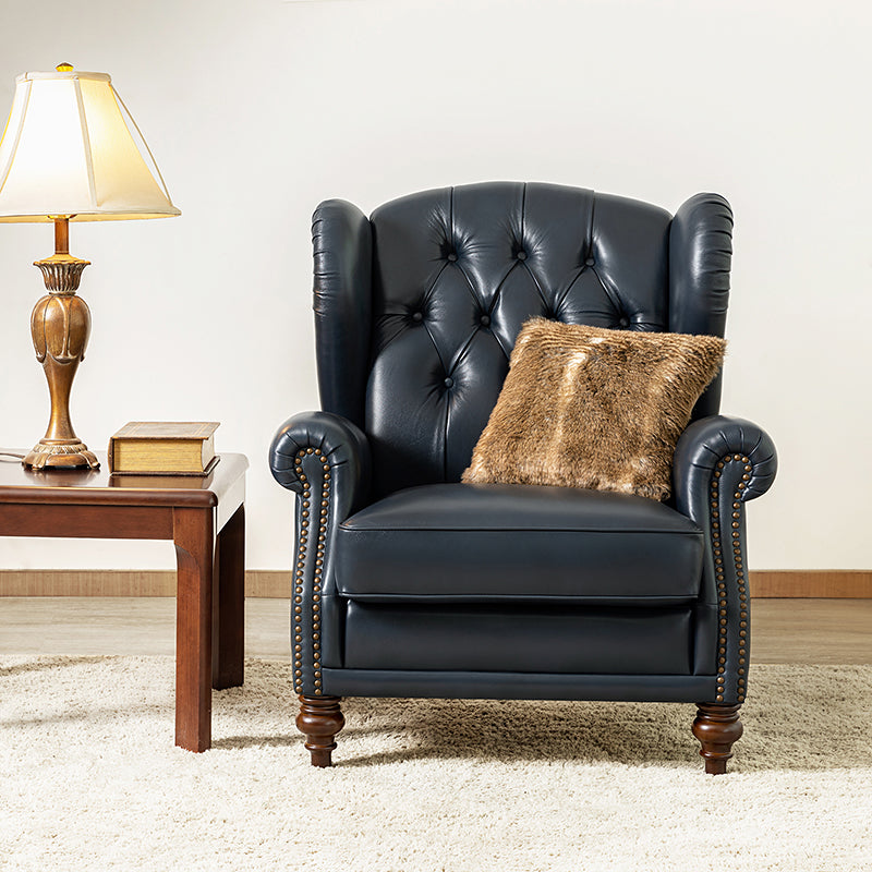 Premium Raquel Genuine Leather Armchair - Heavy Duty Solid Wood Frame - Luxury Living Room Seating for Home Office & Lounge Areas