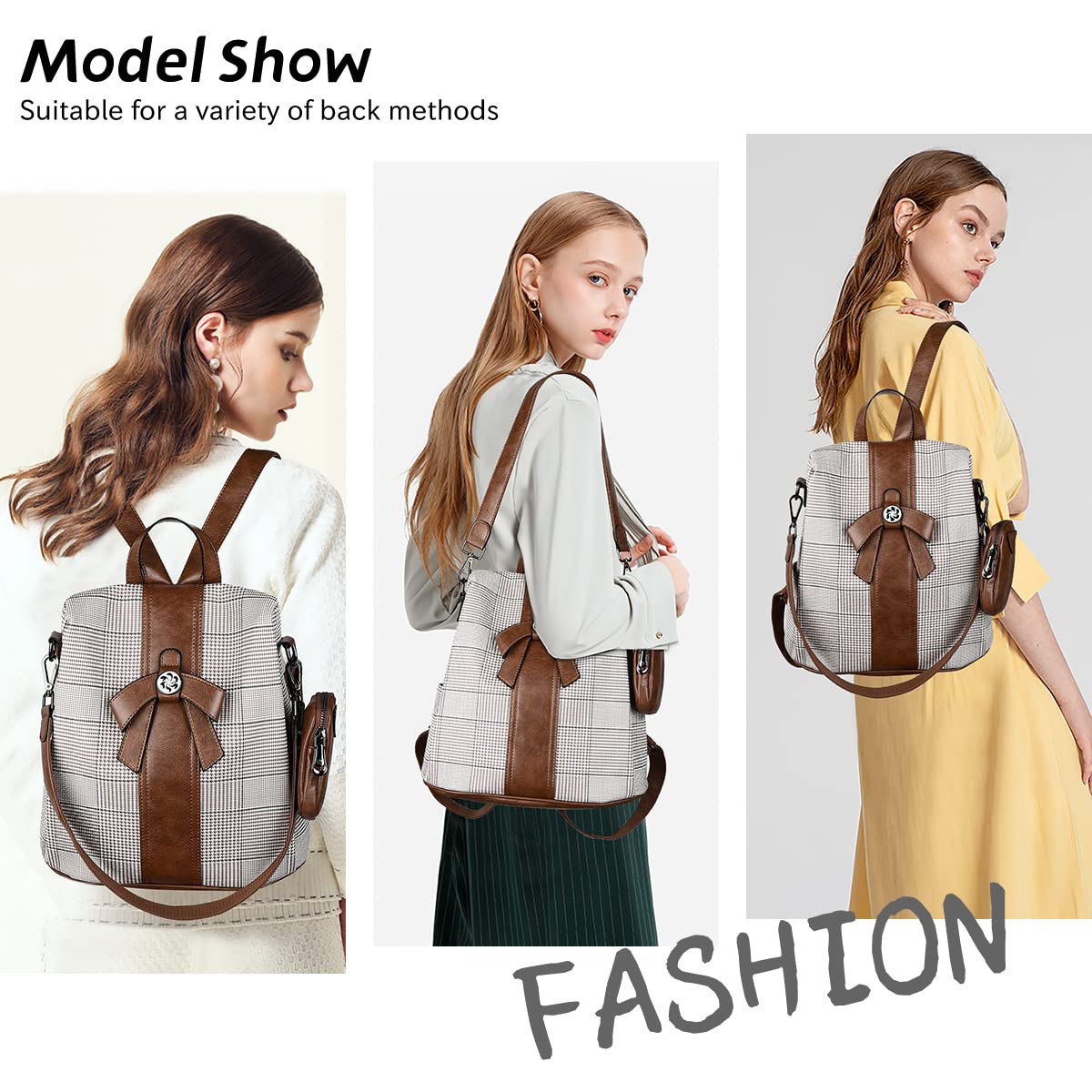 ZOCAI Women's Fashion Backpack Purse - PU Leather Anti-Theft Shoulder Bag & Satchel Daypack for Work, Travel & Daily Use