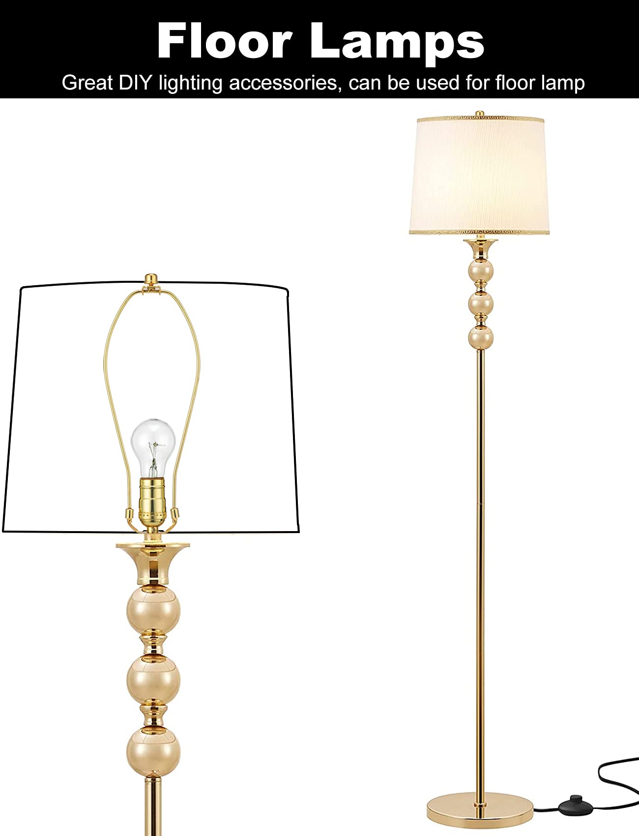 12 Inch Detachable Lamp Shade Harp Holder - 2 Pack Heavy Duty Lamp Shade Bracket with 3/8