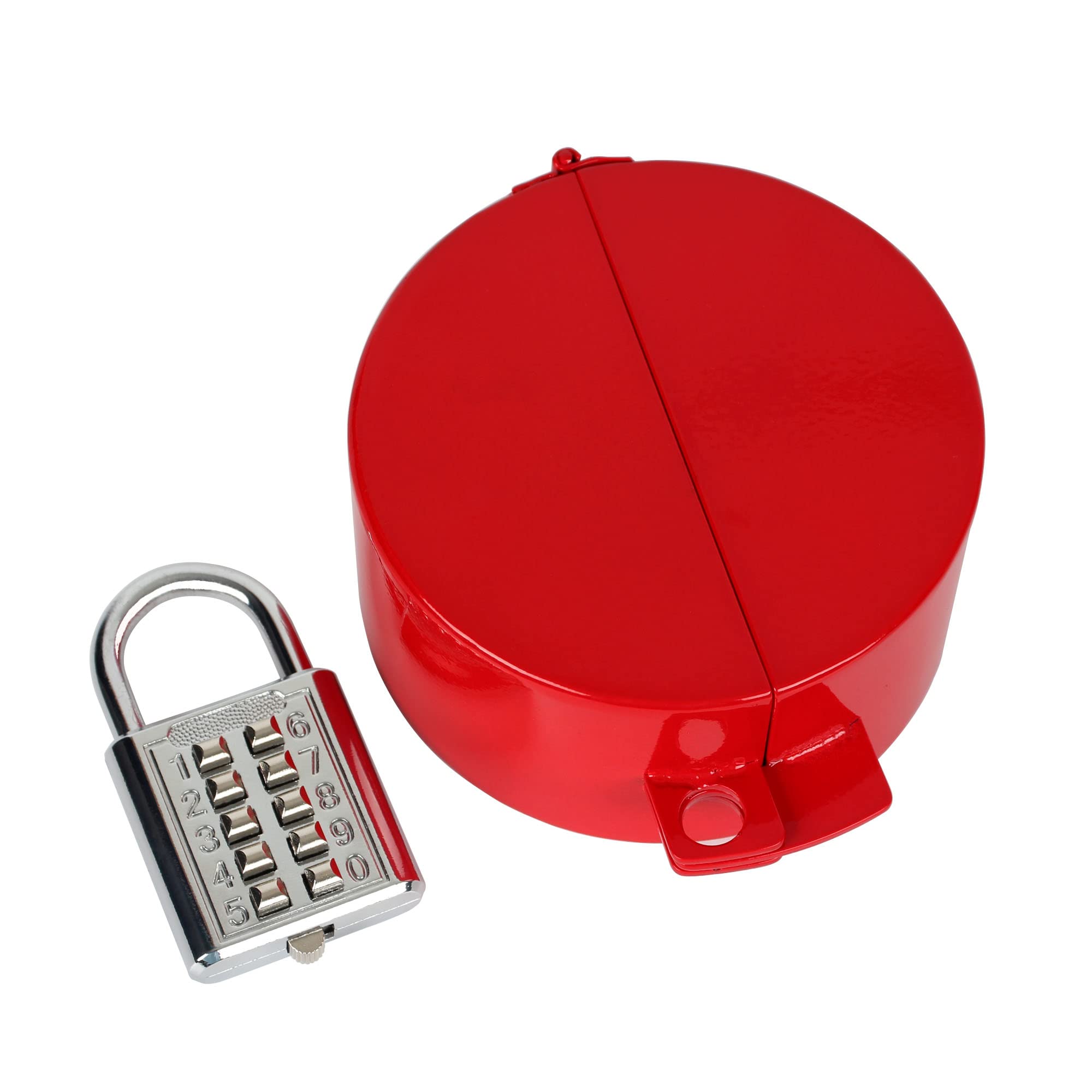 Outdoor Faucet Lock - Heavy Duty Metal Hose Bib Lock for Garden Water Spigot | Anti-Theft Water Faucet Security Device | Perfect for Preventing Water Theft in Yards, Farms & Public Spaces (Red with Key)