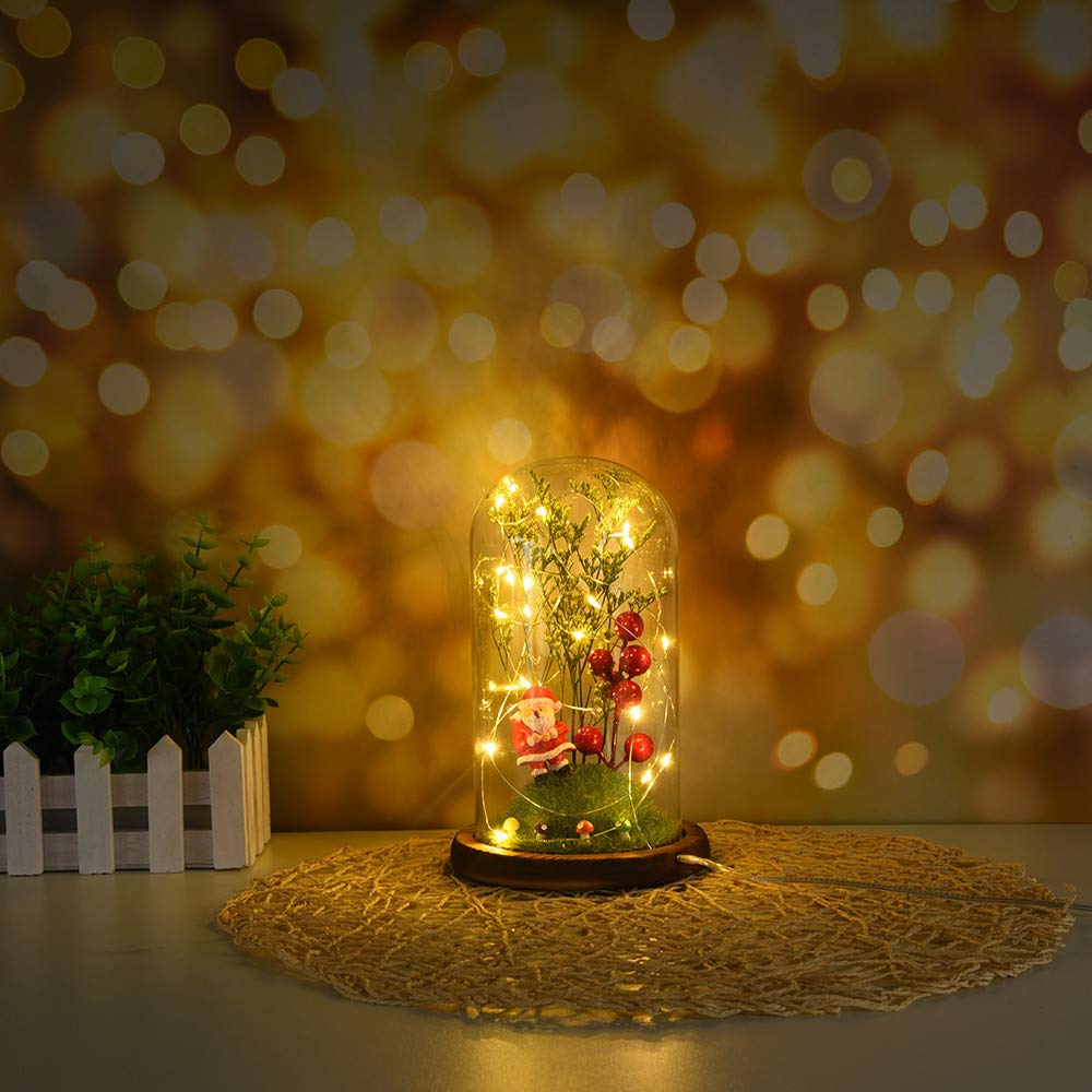 Santa Claus LED Wire Lamp - Miniature Christmas Scene Decor with Red & Green Lights for Home, Office, and Holiday Party Decoration