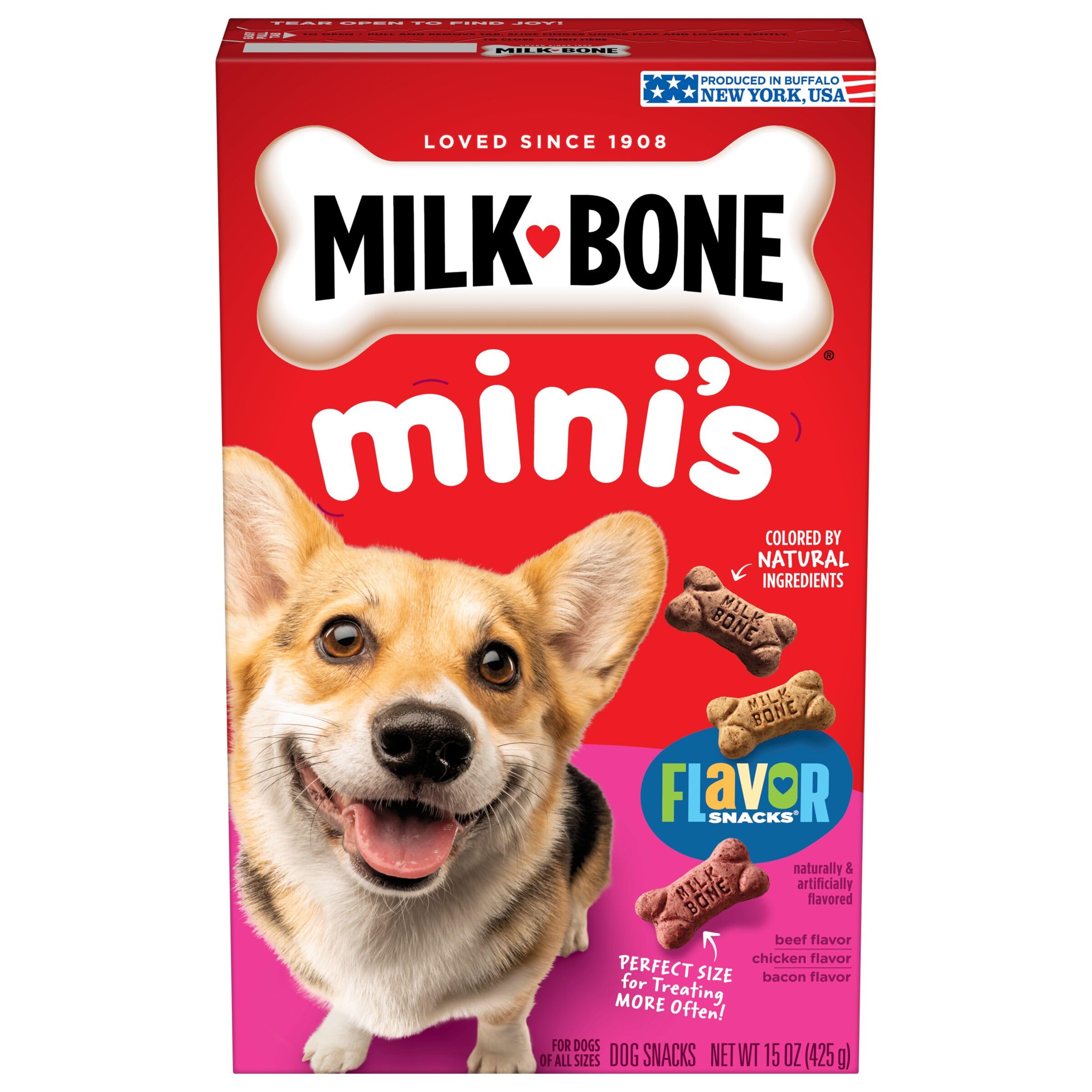 Milk-Bone Mini's Flavor Snacks Dog Treats - 15oz (6 Pack) | Crunchy Dental Chews for Small & Medium Dogs | Tartar Control & Teeth Cleaning | Perfect for Training Rewards & Daily Treats