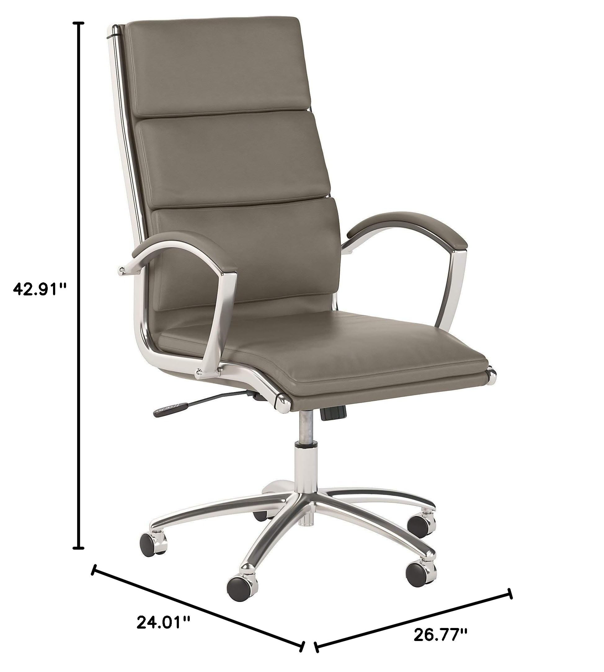 Bush Business Furniture Echo High Back Leather Executive Chair - Washed Gray, Ergonomic Office Chair for Home & Professional Workspaces - Perfect for Long Hours at Computer Desk, Conference Rooms & Executive Offices