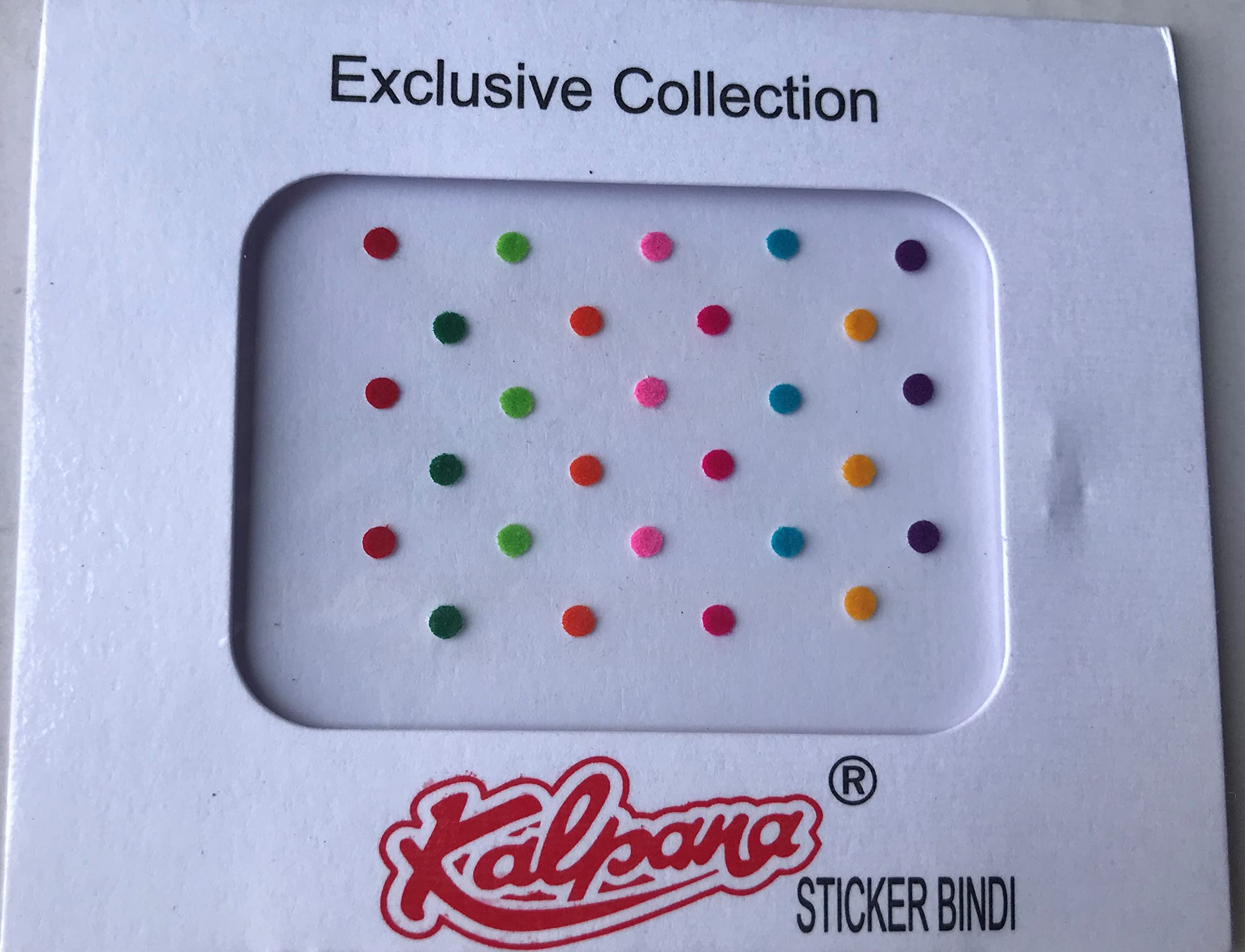 Kalpana Bindi Multicolor Round Sticker Card Kumkum - Pack of 12 (10mm Size) | Traditional Indian Forehead Decoration for Festivals, Weddings & Cultural Events