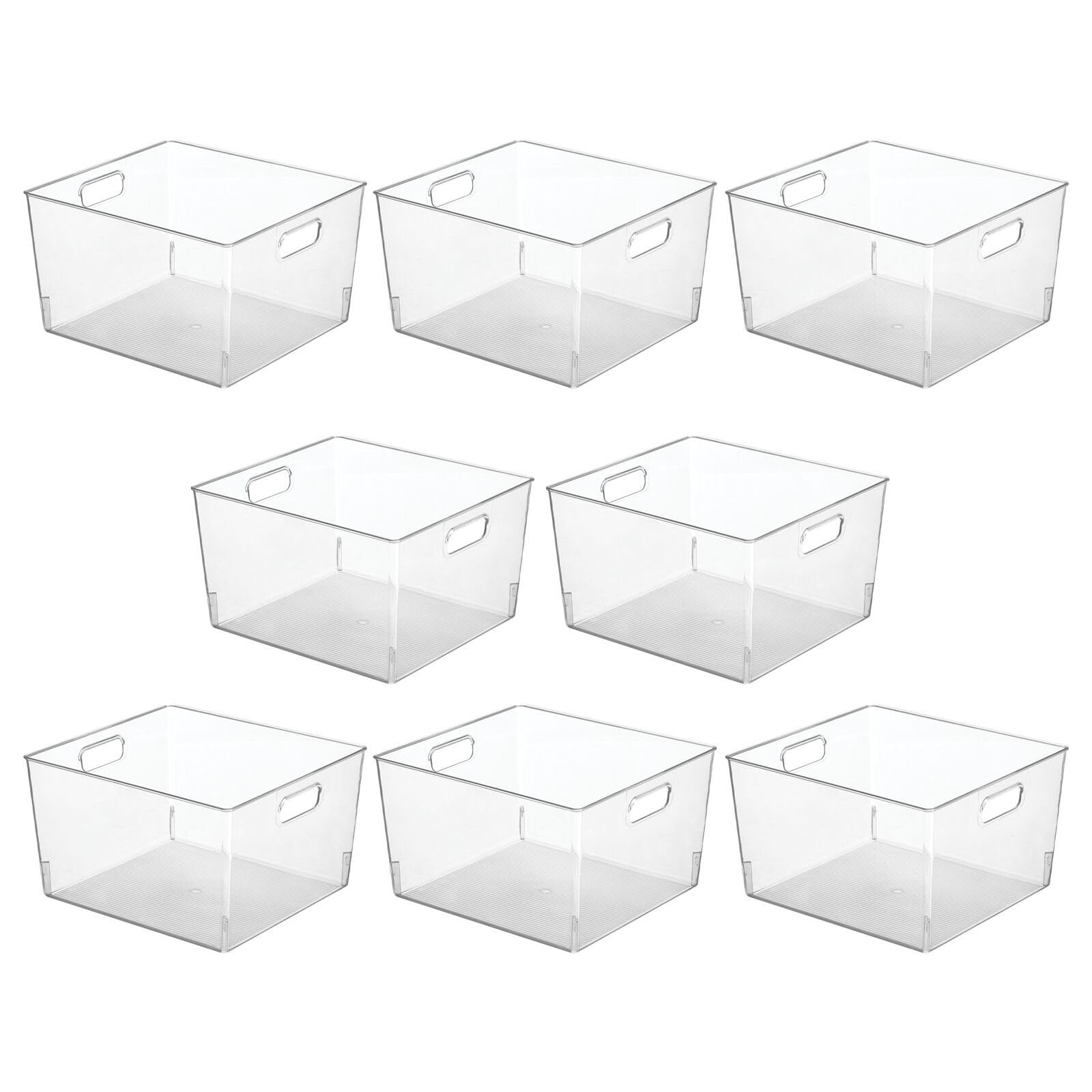 mDesign Large Clear Plastic Storage Organizer Bin - 8 Pack for Home Organization | Cabinet, Counter, Drawer, Cubby & Cupboard Storage | Perfect for Clothing, Linens, Toys & Household Essentials | Space-Saving Solution for Bedroom, Bathroom & Kids Room