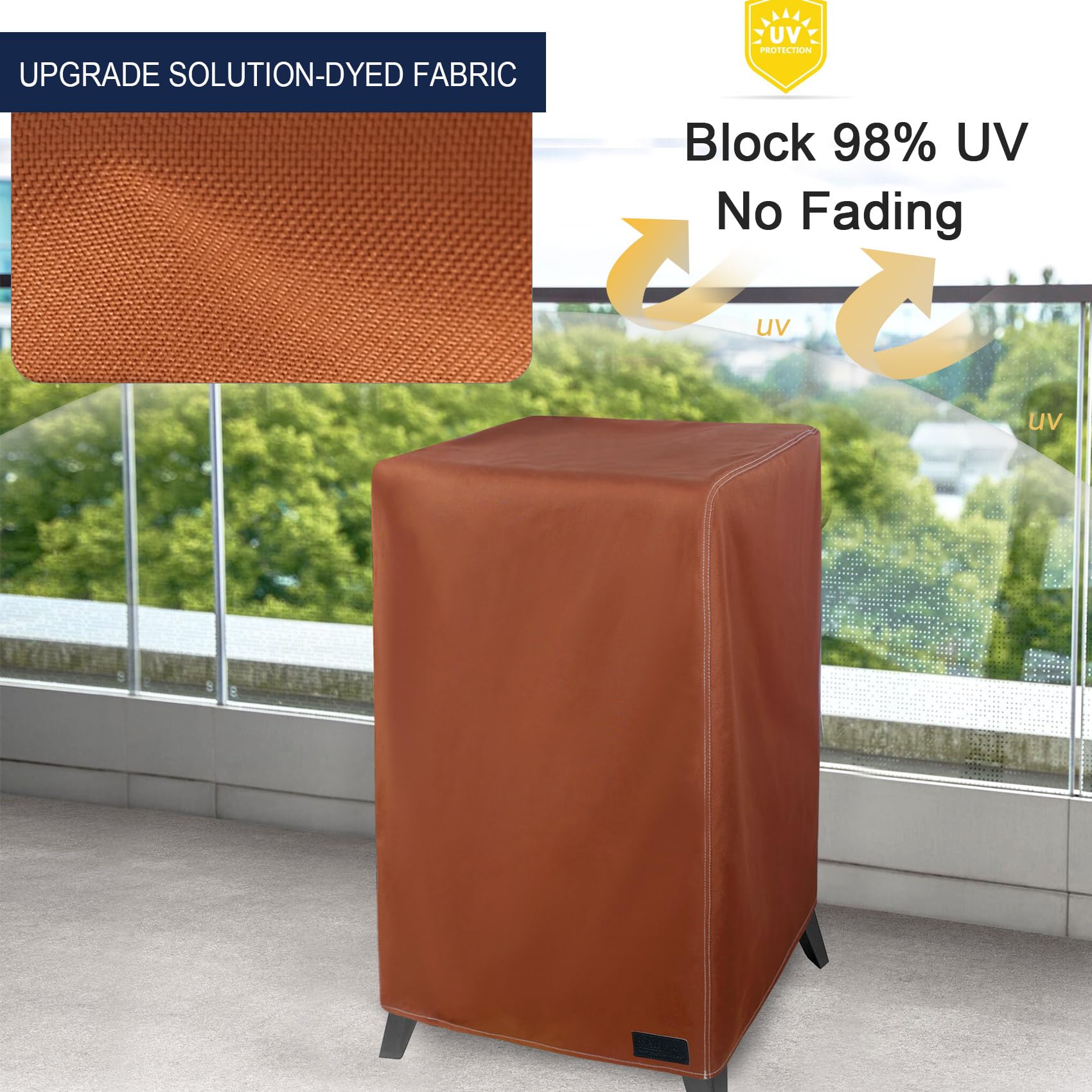 NettyPro 40 Inch Waterproof Electric Smoker Cover - Heavy Duty Outdoor Protection for Masterbuilt Electric Smokers & Square Vertical Grill Smokers (Brown) | Perfect for Backyard BBQs, Camping & Outdoor Cooking