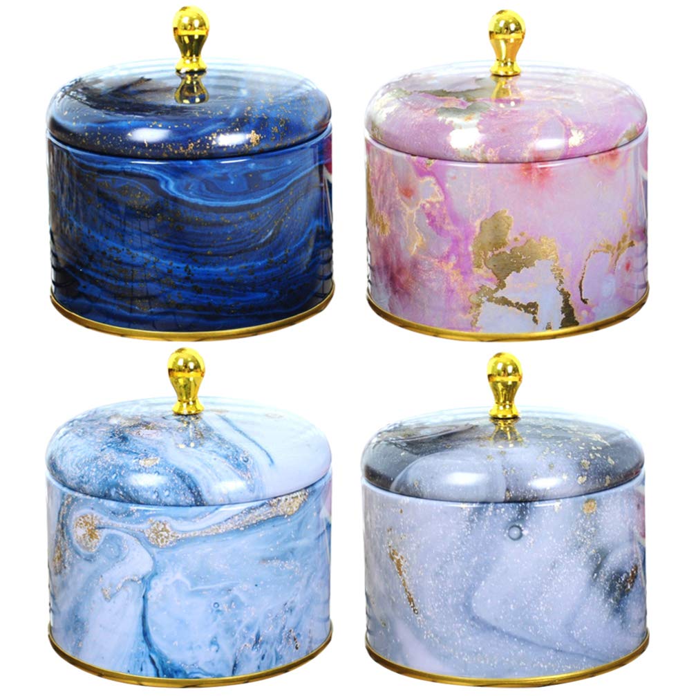 Milisten 4-Piece Airtight Tea Canisters Set - Round Tin Tea Caddy & Coffee Storage Jars with Sealed Lid - Perfect for Tea, Coffee, Sugar, Spices & Condiments - Ideal for Kitchen, Pantry & Office Use