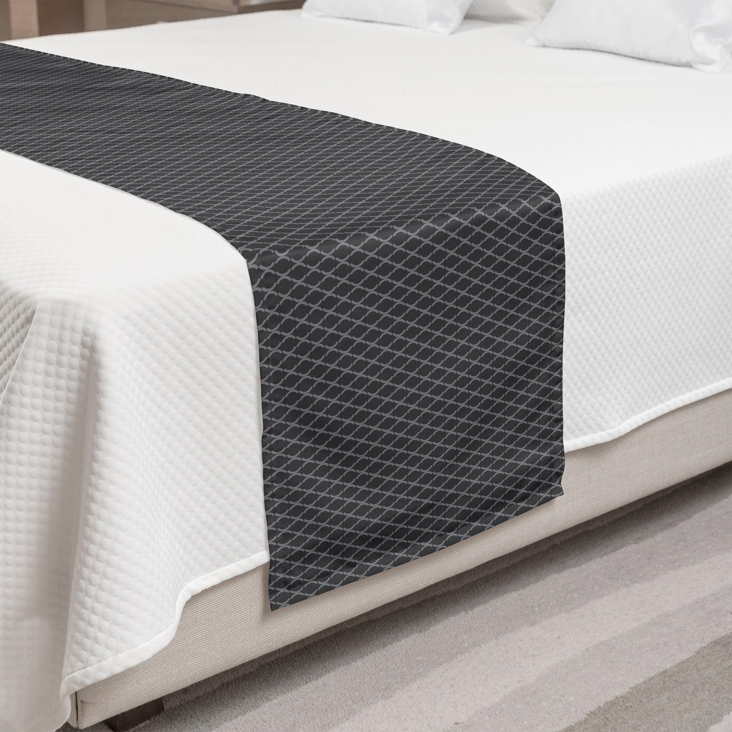 Ambesonne Antique Bed Runner - Vintage Trellis Lattice Design in Grey & Dark Grey | Decorative Bed Scarf for Hotels, Homes & Guest Rooms | Perfect for Bedroom Decor, Wedding Accents & Luxury Bedding Styling