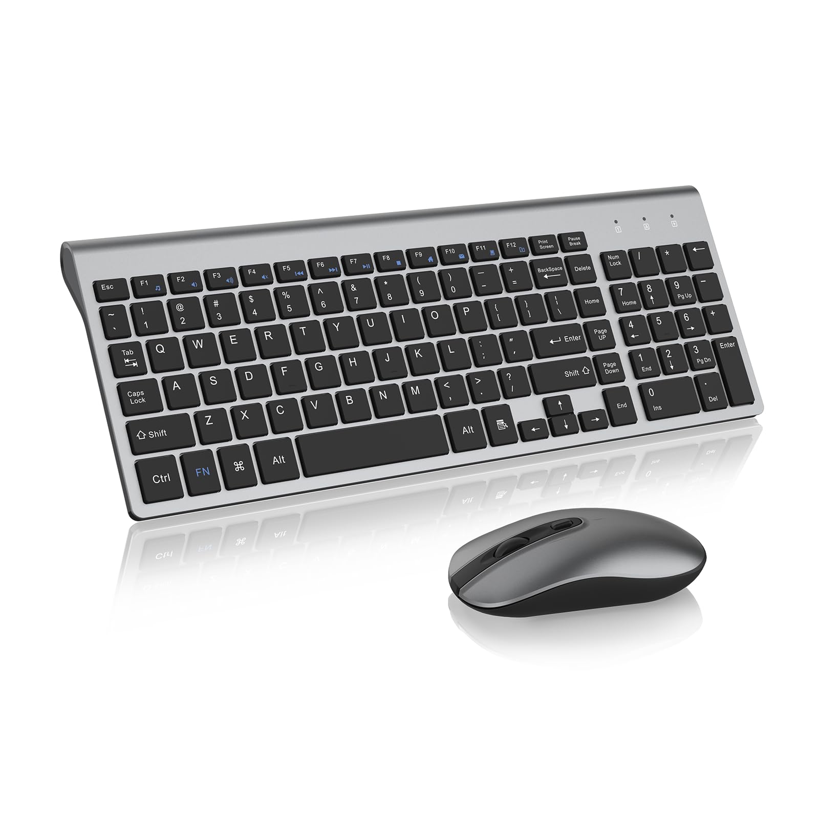 Cimetech EasyTyping KF10 Wireless Keyboard and Mouse Combo - Silent Scissor Switch Keys, Ergonomic Ultra Slim Design for PC, Laptop, Mac & Windows (Grey) | Perfect for Office, Home & Gaming Use