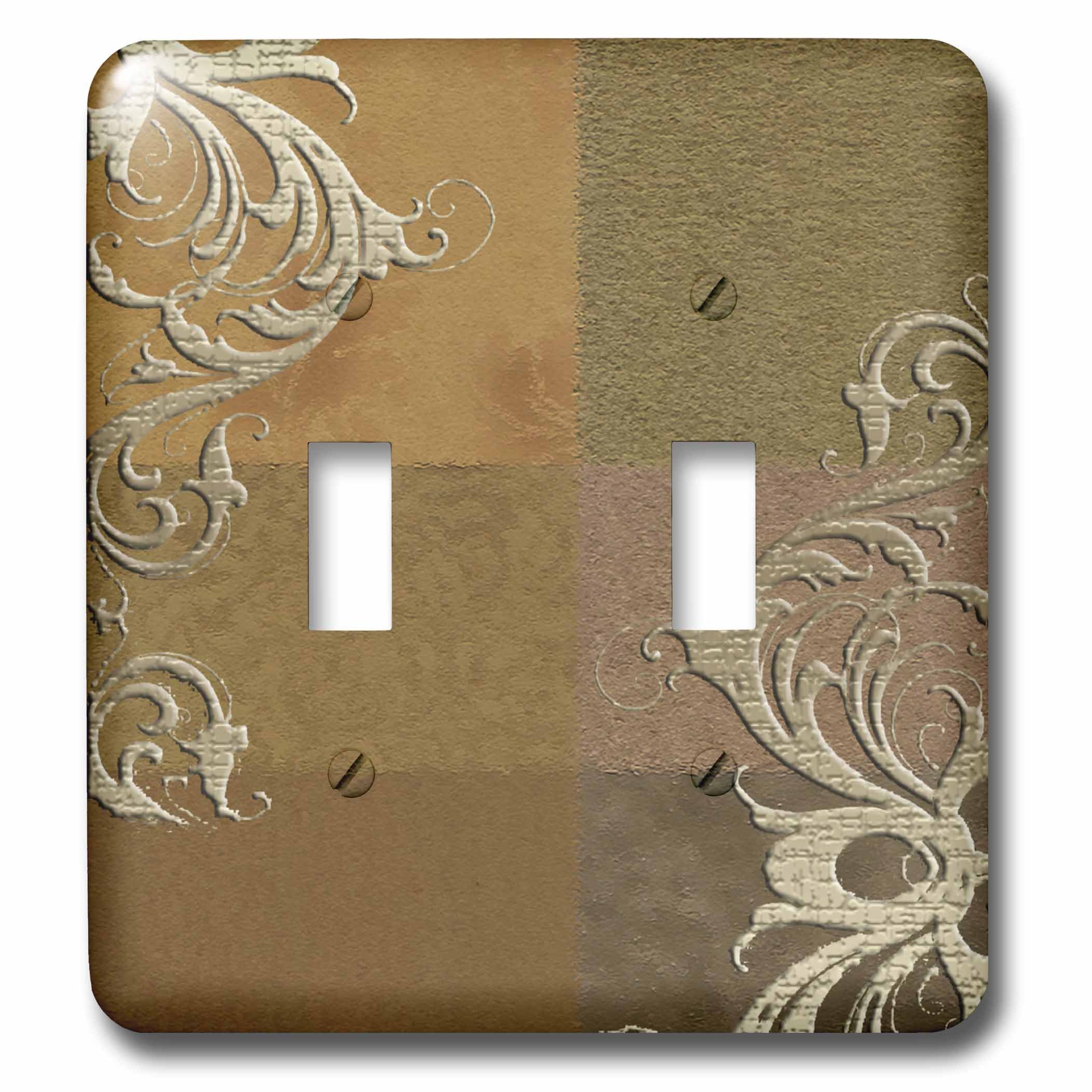 3D Rose Elegant Vines On Gold and Brown Tones Toggle Switch Plate Cover - Decorative Wall Plate for Home, Office, and Bedroom Decor | Perfect for Light Switches and Electrical Outlets