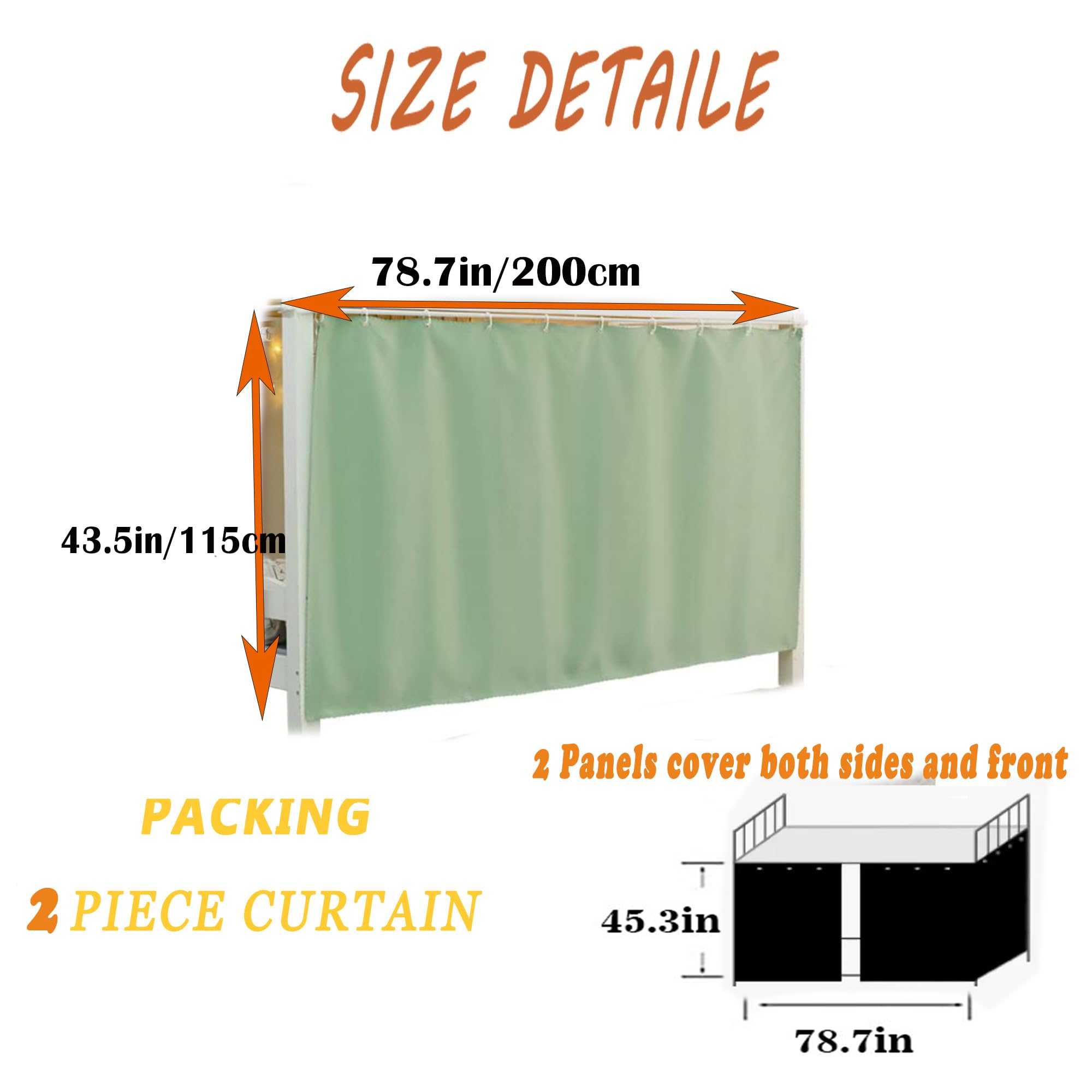 Blackout Bed Canopy for Dorm Rooms - Thick Solid Fabric Privacy Curtain for Single Beds - Ideal for College Students & Small Spaces (Men & Women) - Perfect for Studying, Sleeping & Relaxing in Dormitories