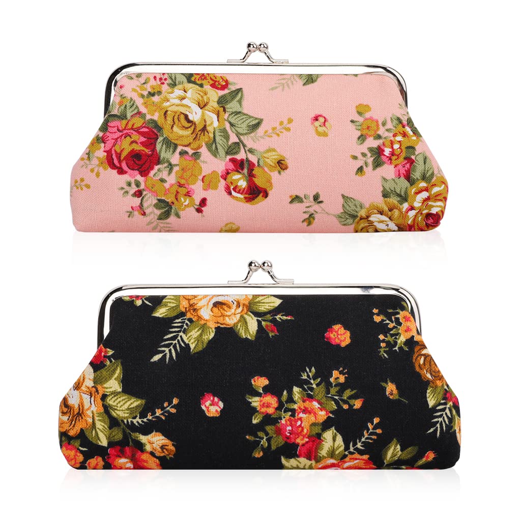 Oyachic 2 Pack Coin Purse & Cell Phone Pouch - Clasp Wallet Handbag for Women, Small Change Organizer - Perfect for Travel, Shopping, and Everyday Use