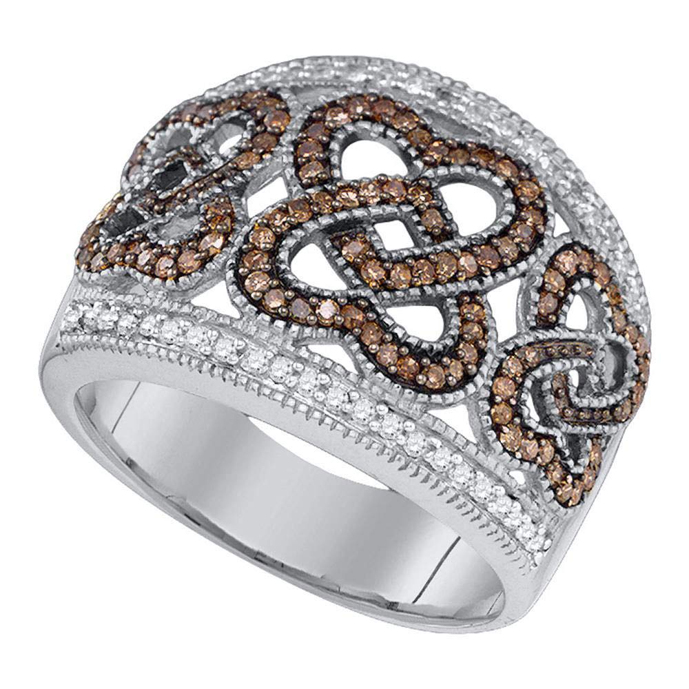 10K White Gold Women's Round Brown Diamond Heart Ring - 0.10 CTTW | Elegant Jewelry Gift for Anniversary, Valentine's Day & Special Occasions
