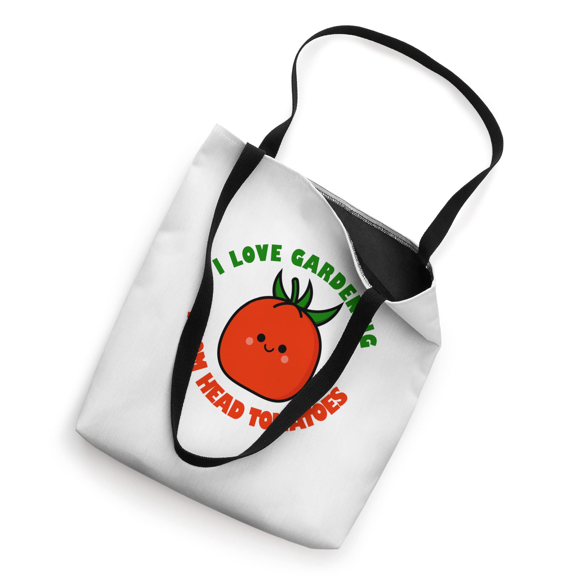 I Love Gardening From My Head Tomatoes Tote Bag - Durable Cotton Canvas Gardening Tote for Farmers Market, Plant Shopping & Outdoor Activities
