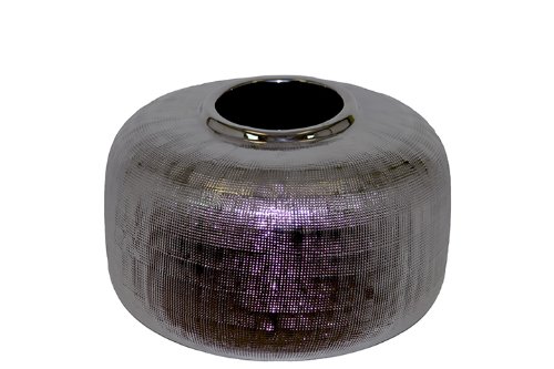 UTC 70830 Medium Silver Ceramic Vase with Metallic Finish - Elegant Home Decor for Living Room, Dining Table & Wedding Centerpieces