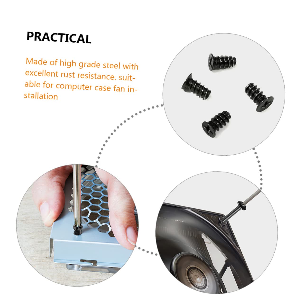 TEHAUX 3 Sets Computer Case Fan Screw Kit - Self Tapping Bolts & Nuts for PC Cooling Fans - Perfect for PC Builds, Gaming Rigs, and DIY Computer Upgrades