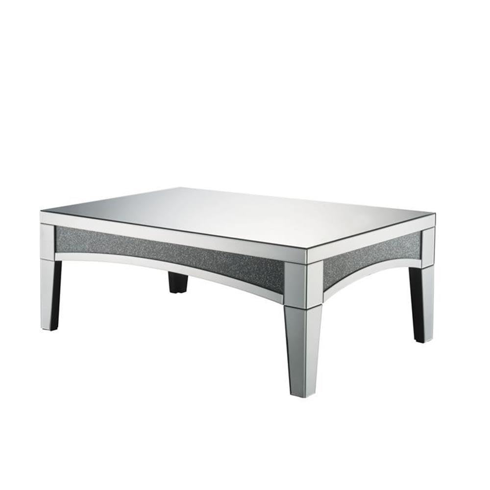 Acme Nowles Rectangular Mirrored Top Coffee Table - Modern Glass End Table for Living Room, Bedroom & Office Decor