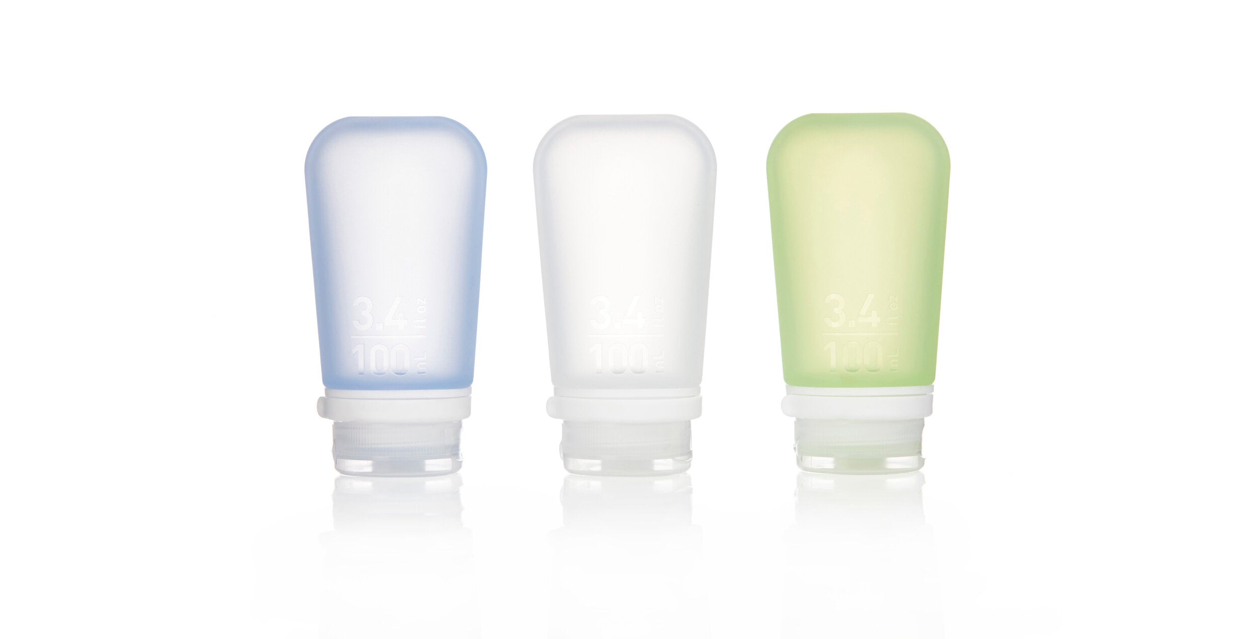 Humangear Go Toob+ 3.4oz / 100mL Leak-Proof Travel Bottles (3-Pack) - Perfect for Toiletries, Cosmetics & Liquids on Airplane Trips, Camping & Gym