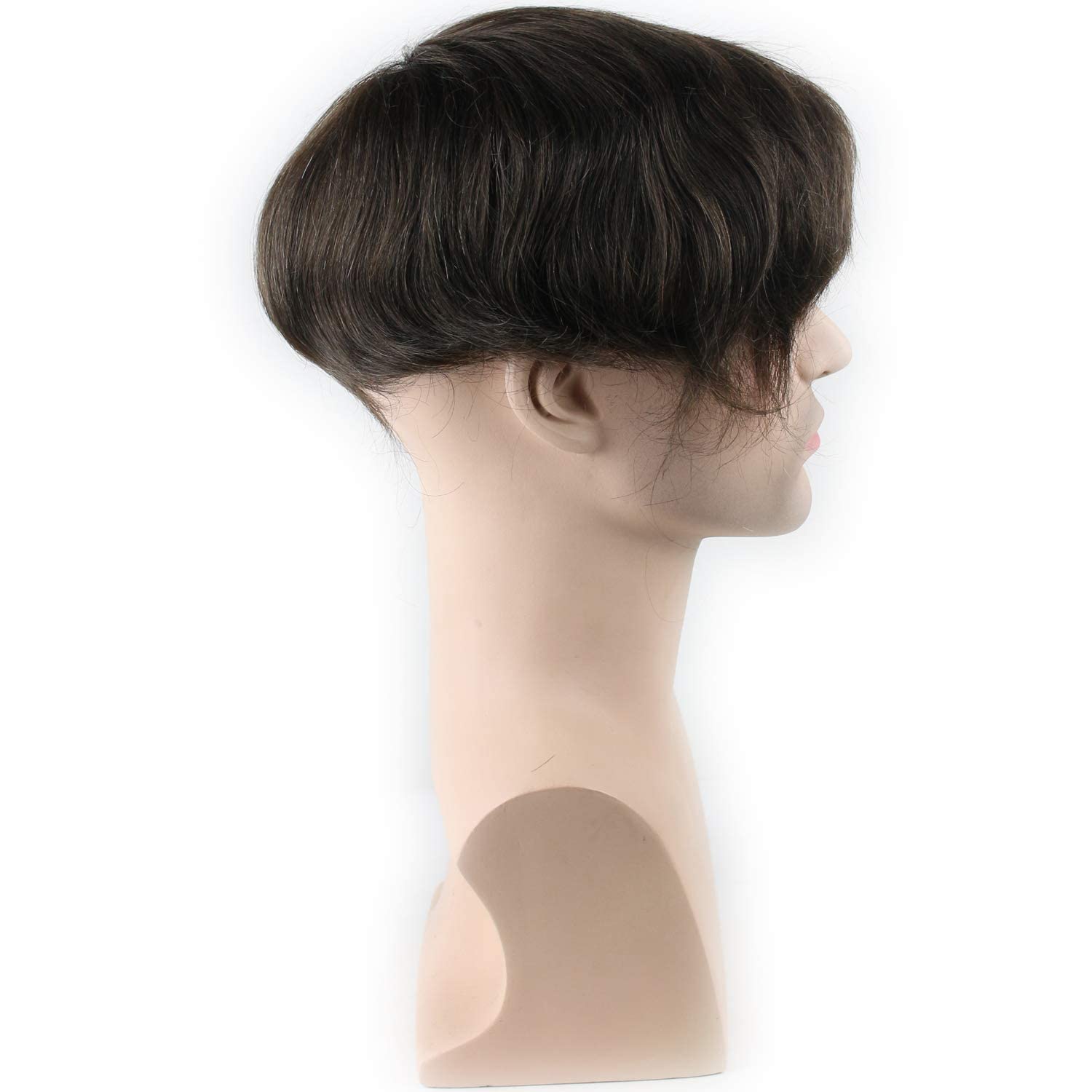 Natural Real Human Hair French Lace Toupee with PU Thin Skin for Men - #4 Medium Brown Hairpiece | Perfect for Daily Wear, Weddings & Hair Loss Solutions