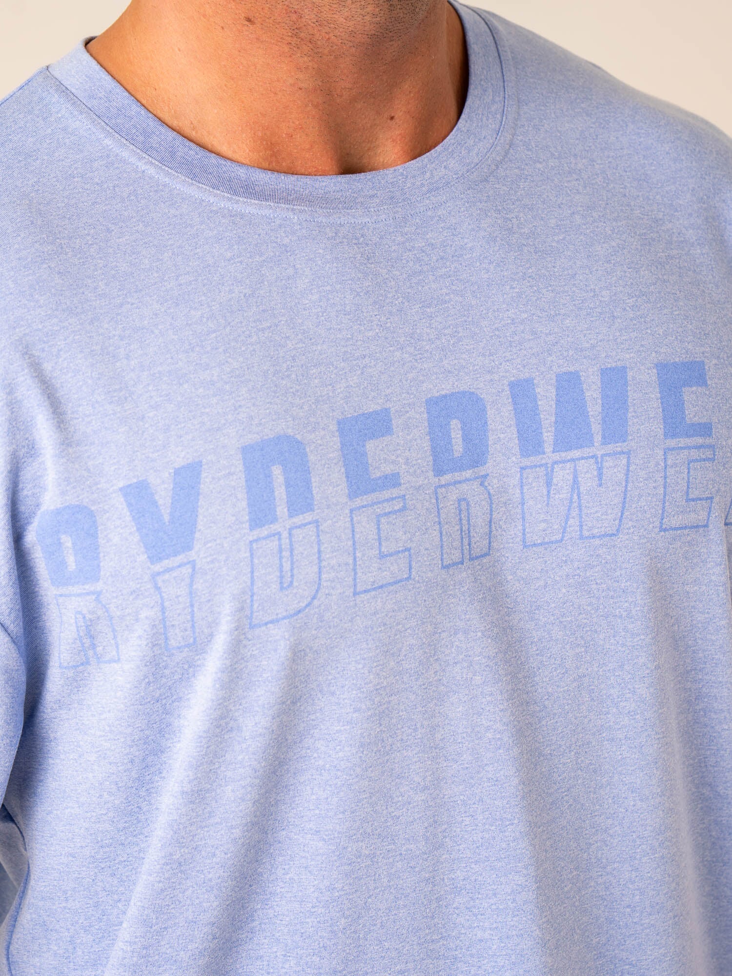 Soft Tech Oversized T-Shirt for Men & Women | Comfortable & Stylish Blue Marl Cotton Shirt | Perfect for Casual Wear, Lounge & Street Fashion